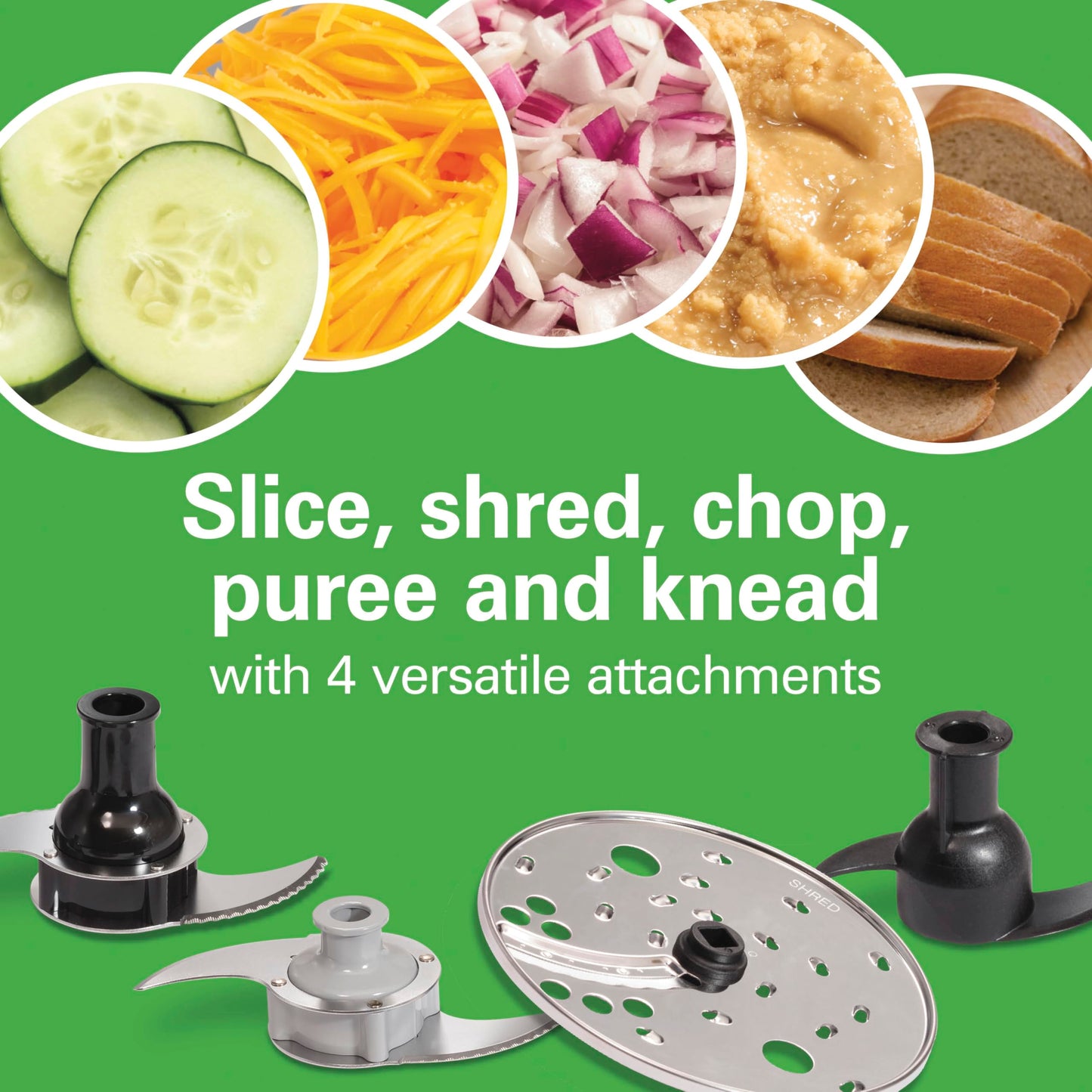 Hamilton Beach Stack & Snap Food Processor and Vegetable Chopper, BPA Free, Stainless Steel Blades, 14 Cup + 4-Cup Mini Bowls, 3-Speed 500 Watt Motor, Black (70585)