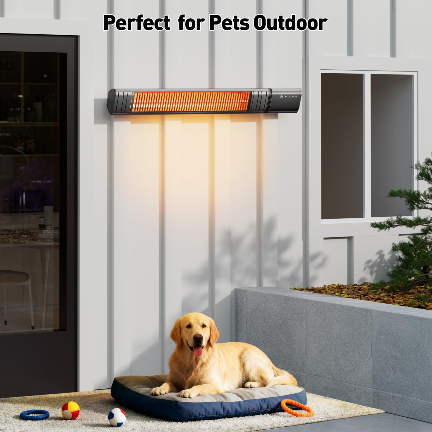 Ceiling Electric Outdoor Heater Wifi Control Wall-Mounted Hanging Patio 1500W Infrared 9 Heat Levels, 24H Timers, Carbon Fiber Tube Heating Wall Heater for Gazebo, Balcony (Rose Gold Quartz Glass)