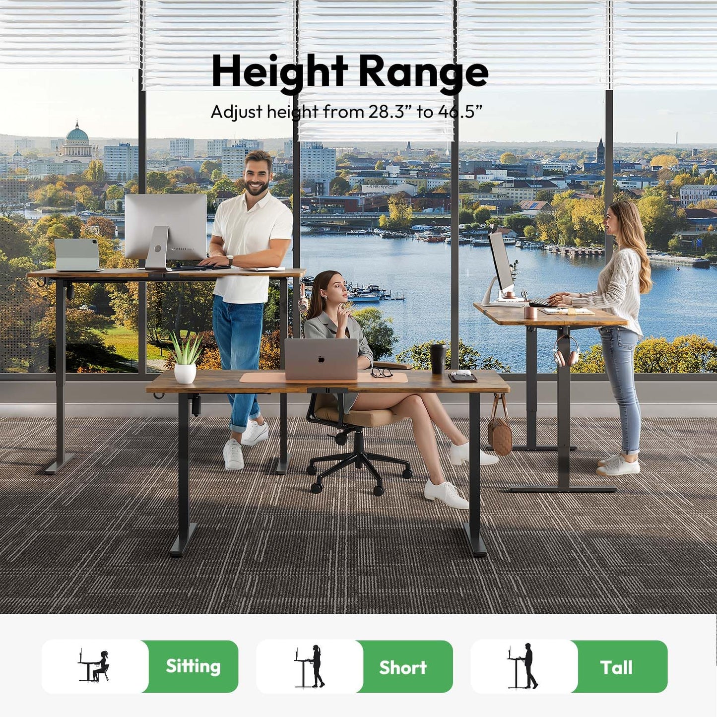 Gamork Electric Standing Desk with Keyboard Tray,48x24 inches Adjustable Height Stand Up Desk,3 Preset Heights,Equipped with Hooks,Raising Desks for Home Office and Computer Workstation,Black
