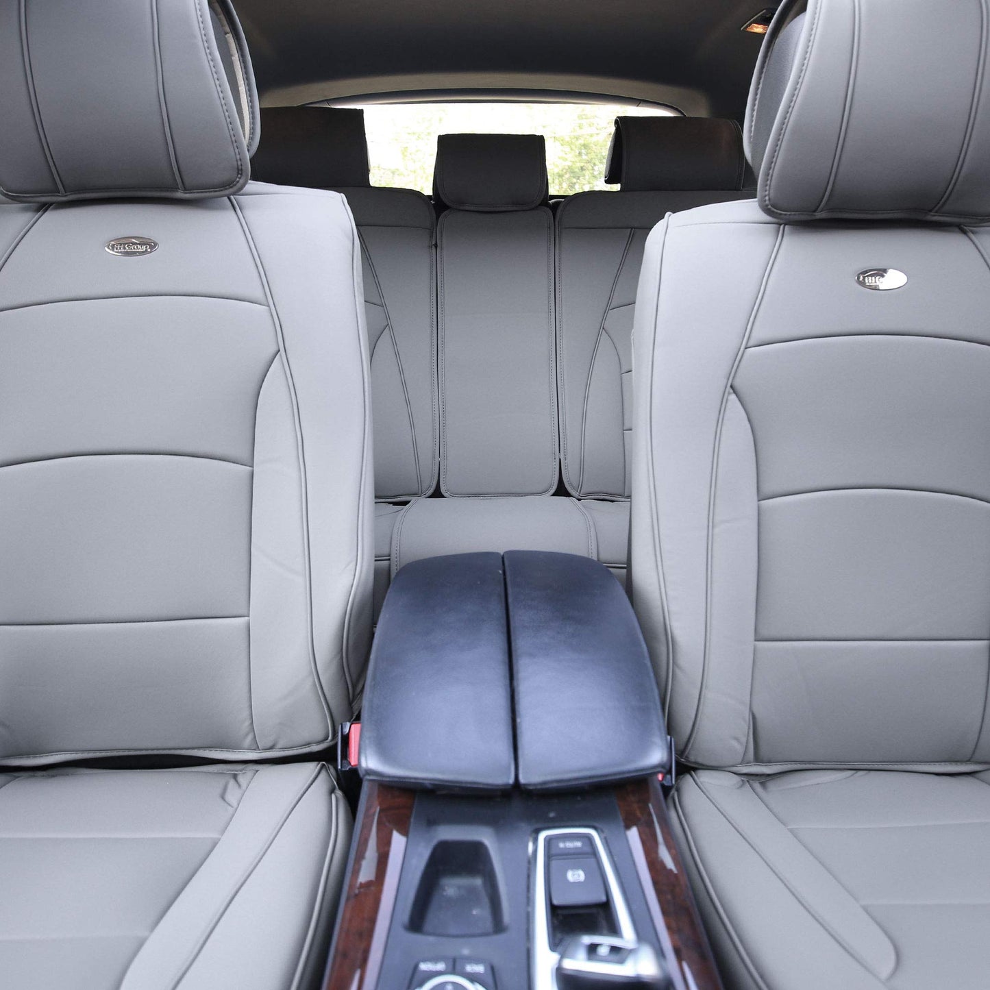FH Group Full Set Deluxe Leatherette Car Seat Cushions for Cars Trucks, SUV, Waterproof Seat Cover Cushion, Universal Fit, Seat Protector, Solid Gray