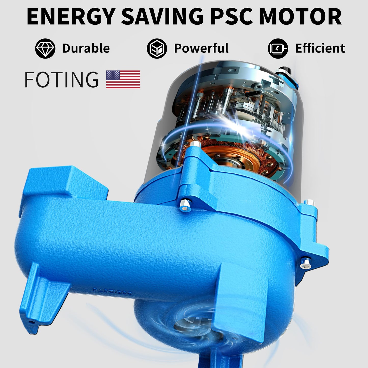FOTING 1.5HP 9000GPH Submersible Sewage/Effluent Pump, Heavy Duty Cast Iron Septic Pump Automatic/Manual, Sump Pump for Basement, Septic Tank, Sewage Well, Sewage System, 2'' NPT Discharge