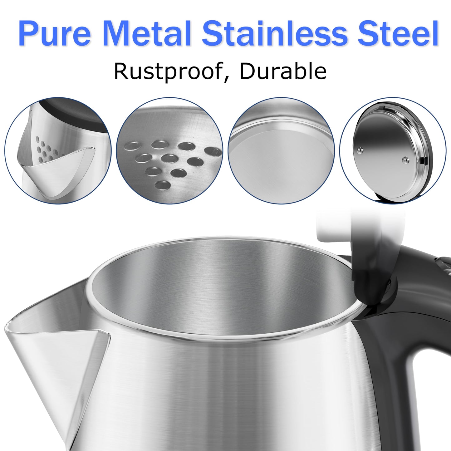 Stariver 2.5L Large Electric Kettle, BPA Free Stainless Steel Water Heater, Fast Boil Electric Tea Kettle, Water Boiler with Auto Shut-Off & Boil-Dry Protection for Family (10-12 Cups)