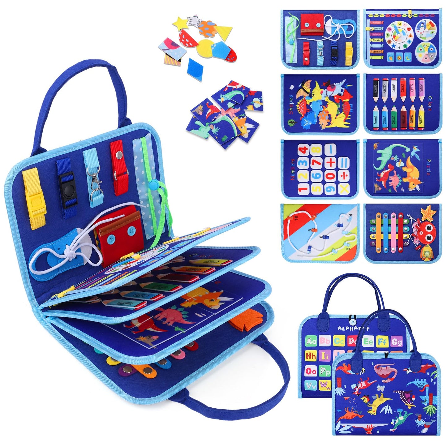 Busy Board, Montessori Toys for 1 2 3 4 Year Old Boy Birthday Gifts, Educational Sensory Toy for Learning Activities Fine Motor Skills, Road Trip Airplane Travel Toys for Toddlers Kids Age 1-3 2-4