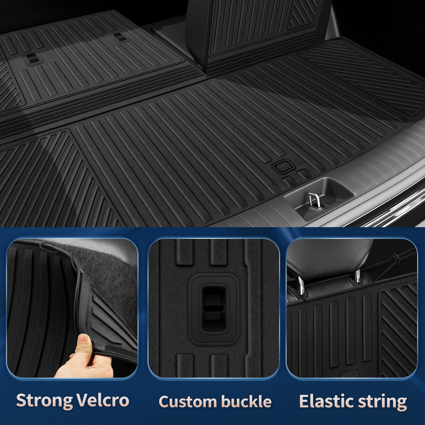 QINQINTU 2026 Palisade Floor Mats Only Hybrid 7-Seat All Weather TPE Cargo Mat with Backrest Mat for Hyundai Palisade Accessories 2026 SEL/SEL Premium/Limited/Calligraphy