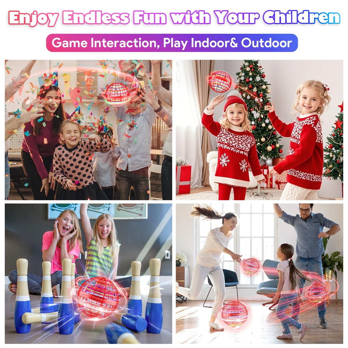 ANOEPUY Flying Orb Ball Toys 2025, Hover Boomerang Spinner Fly Ball Toys for Kids Teen Boys Girls, Soaring Hand Controlled Mini Drone Cosmic Globe Spinning Birthday for 6 7 8 9 10 11 12(Red)