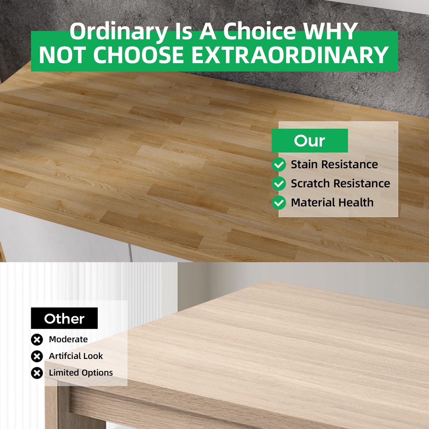 Butcher Block Countertop Wood Tabletop - Premium 3.98ft, 47.76"x25"x1.5" Solid Hardwood Plank for DIY Kitchen Island, Countertop, Coffee Bar and Desk with Natural Unfinished Birch Finish