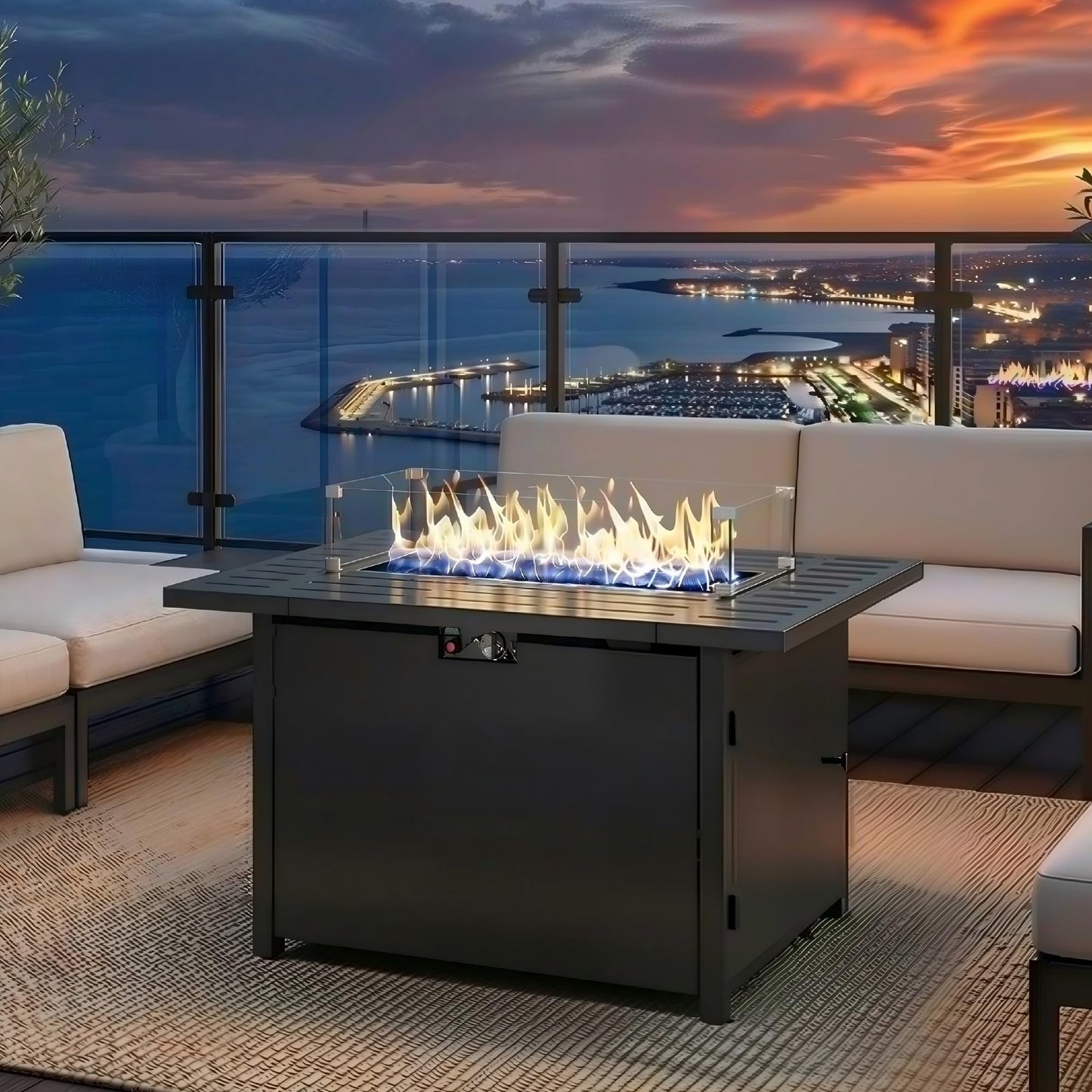 Wisteria Lane 43" Propane Fire Pit Table, 50,000 BTU Gas Fire Pit for Outside, Outdoor Fire Pit with CSA Certification for Patio Balcony Garden Deck Backyard