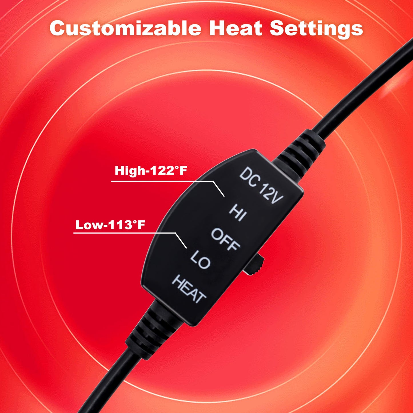 FOTN Heated Seat Covers, Fast Heating Heated Seat Warmer High-Low Heating Settings, UL Listed,Black,Upgrade., LT0614