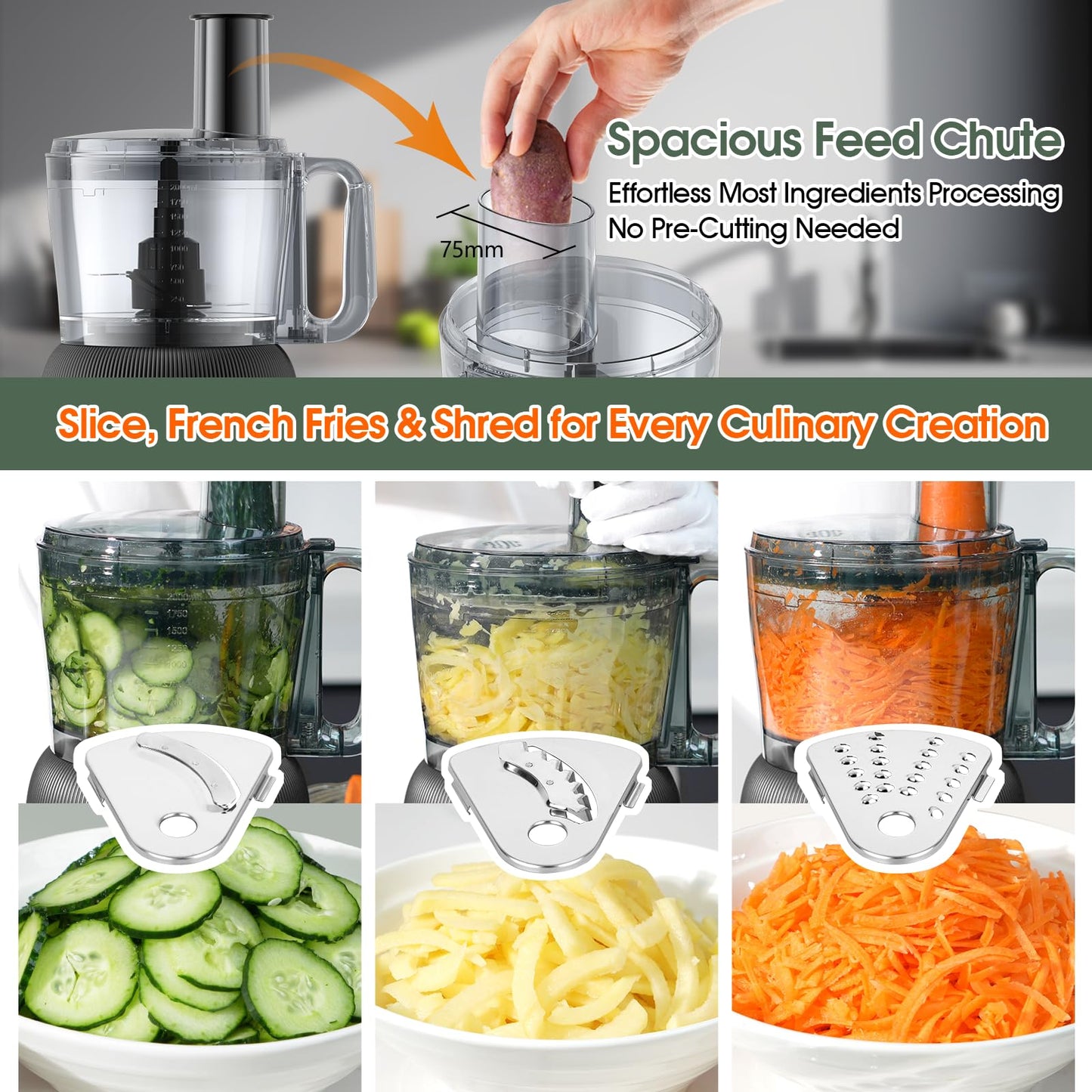Food Processor and Blender Combo, 88 oz Food Chopper for Meat, Vegetable and Dough, 70 oz 600W Glass Jar Blender with 2 Speeds and Pulse for Smoothie, Nutrient Extractions, and More