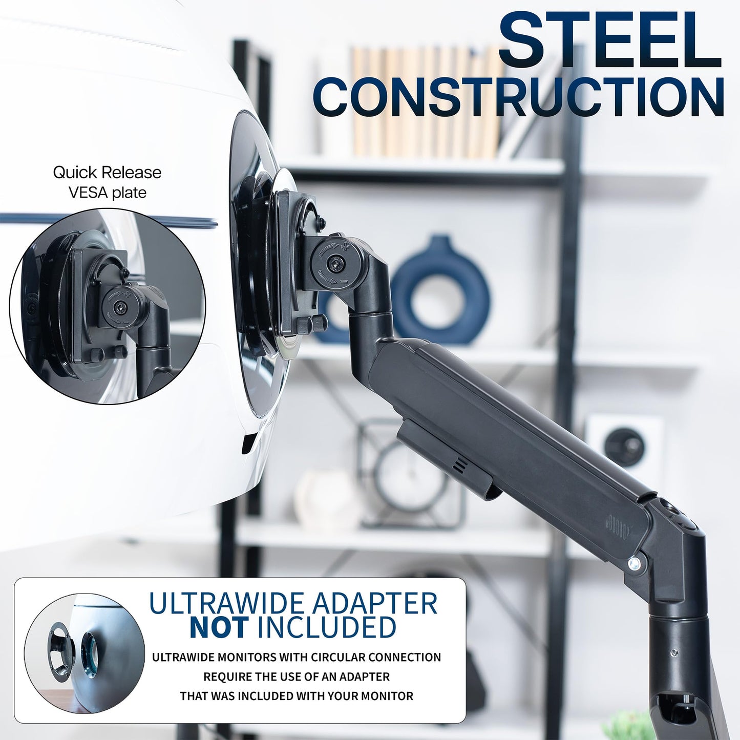 VIVO Heavy Duty Ultrawide Monitor Arm for 57 inch Screens up to 59.4 lbs, Desk Mount TV and Monitor Stand Designed for Samsung Odyssey Ark, Neo G9, ViewFinity S9, and More, Black, STAND-GT57