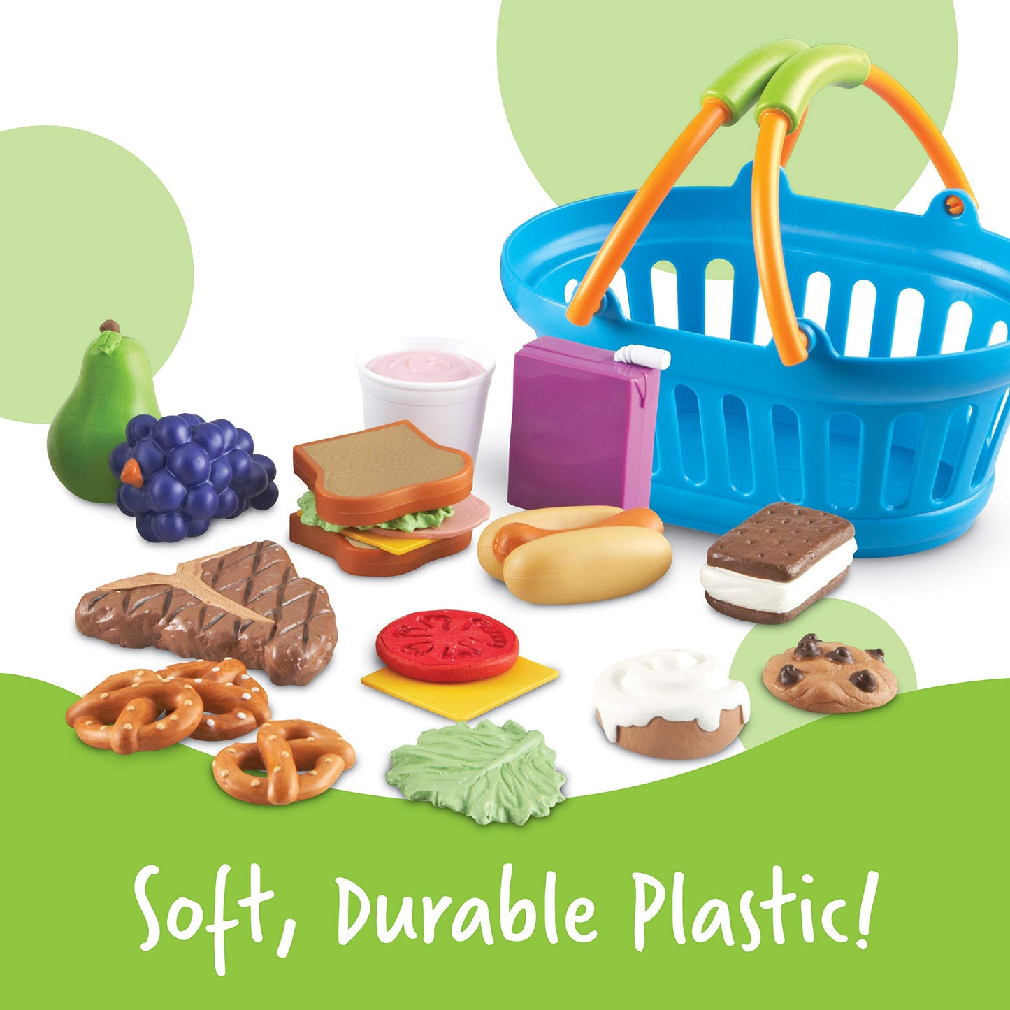 Learning Resources New Sprouts Deluxe Market Set - Pretend Play Kitchen, Fruit Basket, Toddler Outdoor Play Food Toys, Kids Playset, Shopping Basket, Fine Motor Skills, Montessori Sensory Cooking