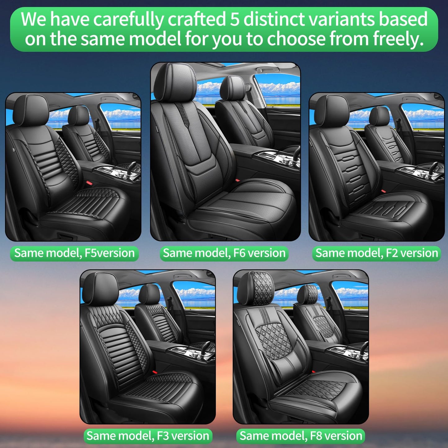FQFZYMX Fit Escape Car Seat Covers for Ford Escape 2001-2024 2025 2026 -Upgraded Premium Waterproof & Breathable Leather,Airbag Compatible,All-Weather Seat Cushion Protector,Full Set,Black