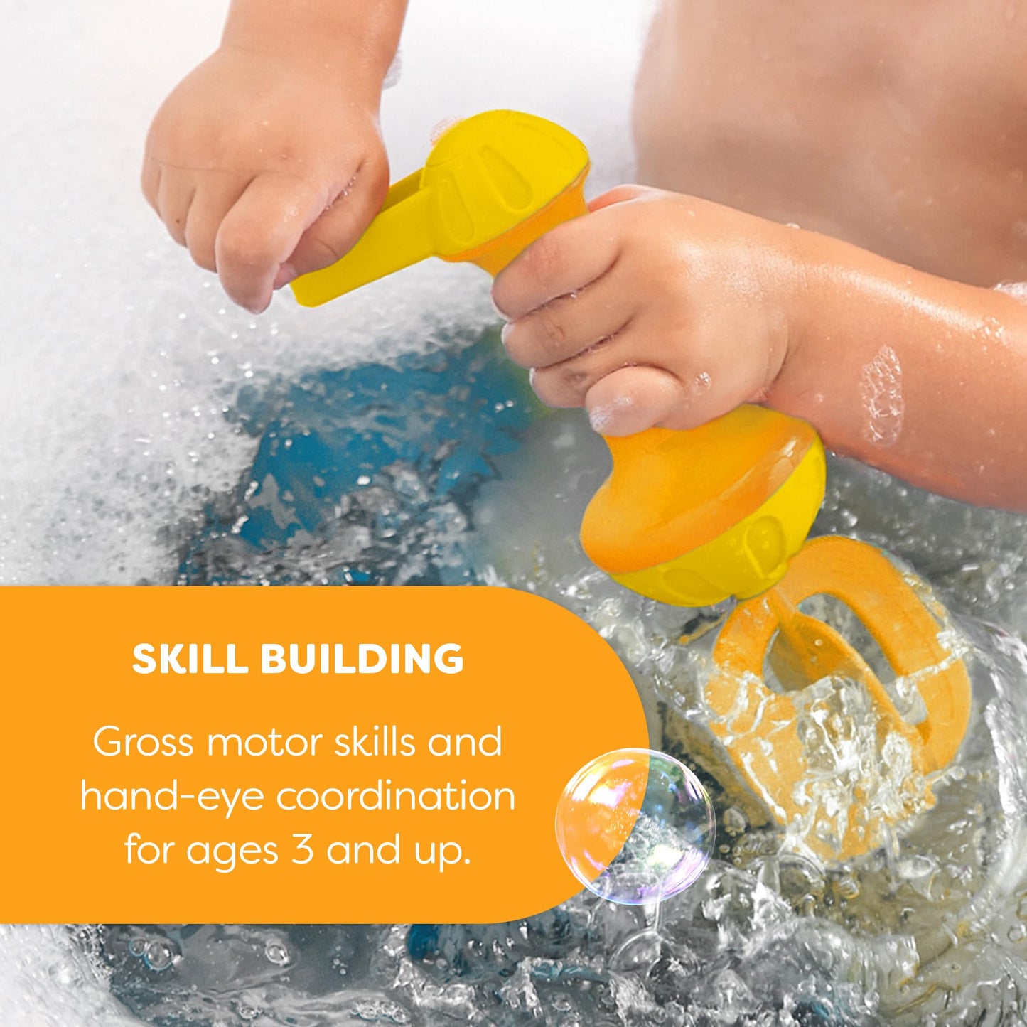 HABA Toddler Bath Toys: Bubble Bath Whisk for Sensory Play, Bubble Maker for Bathtub and Fun Beach and Water Toys for Toddlers, Yellow