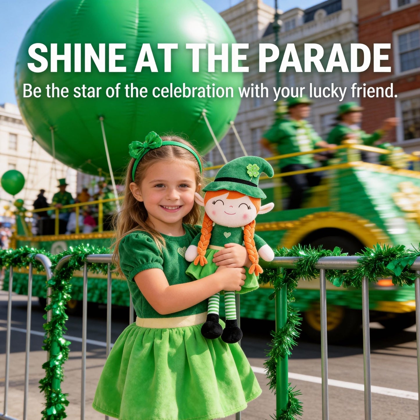 Gloveleya Plush Dolls Saint Patrick's Day Gifts Soft Blessings Doll Shamrock Wishes Plush Leprechaun Baby Girl Gifts