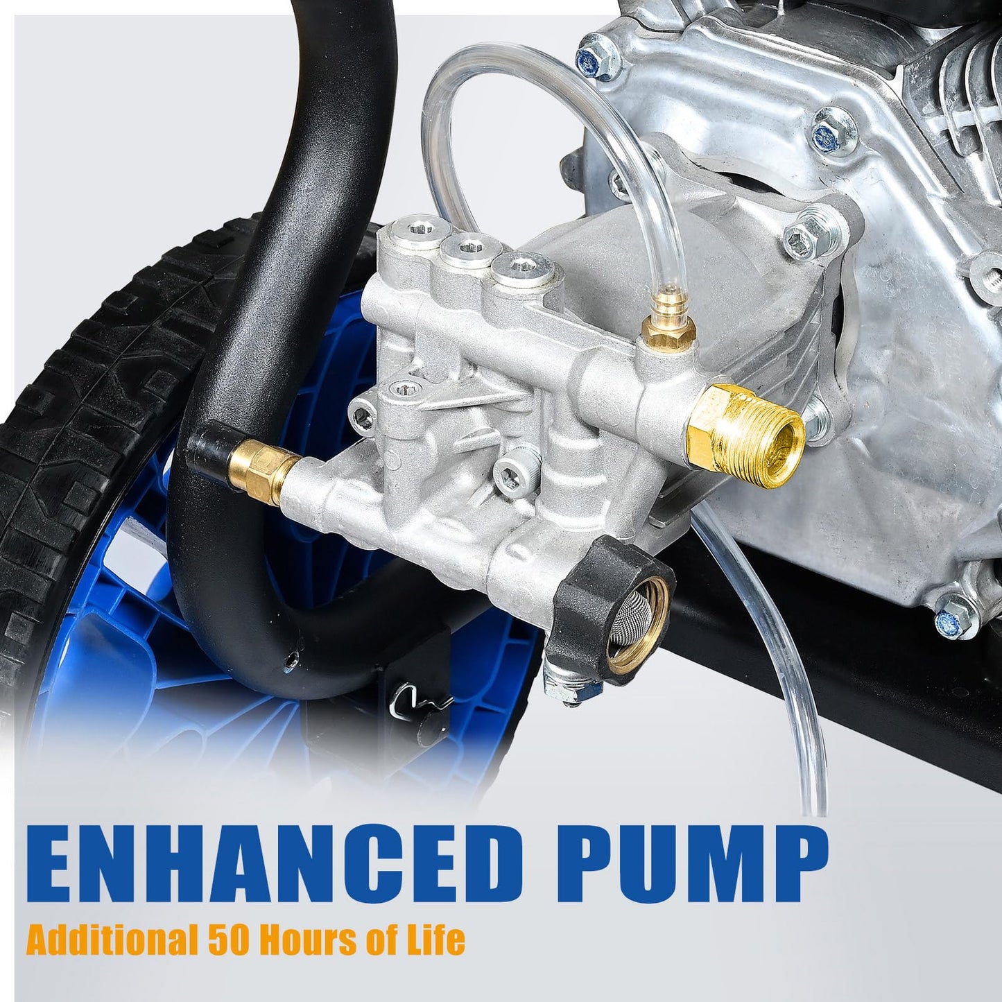 TOOLCY Gas Pressure Washer 3400 PSI & 2.8 GPM Max, High-Powered 212cc Engine, Enhanced Pump, 50FT Pressure Hose, Onboard Soap Tank, Foldable Handle, Kink-Less Swivel Spray Gun & 5 Nozzle Tips