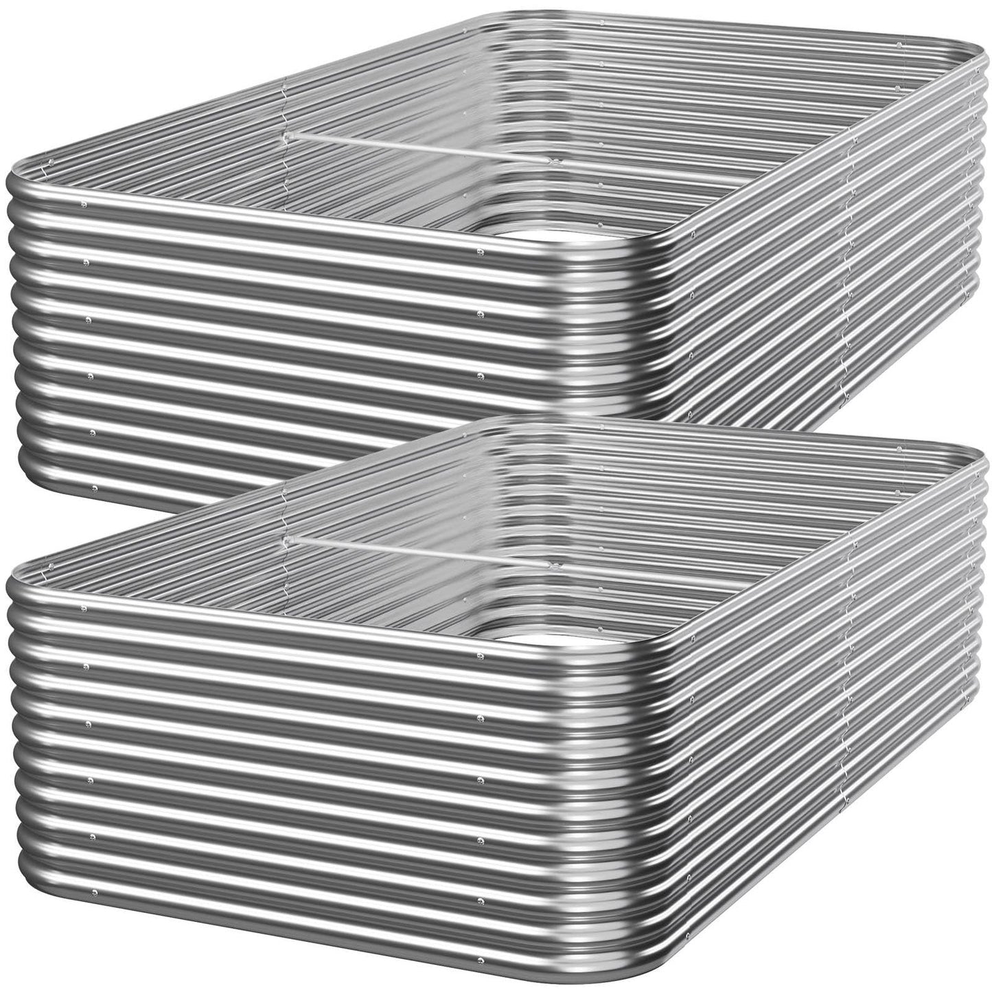 Mostmahes 2 PCS Tall 8x4x1.5ft Galvanized Raised Garden Bed Outdoor, Metal Garden Bed for Vegetables, Above Ground Garden Box for Flower, Steel Raised Beds for Gardening