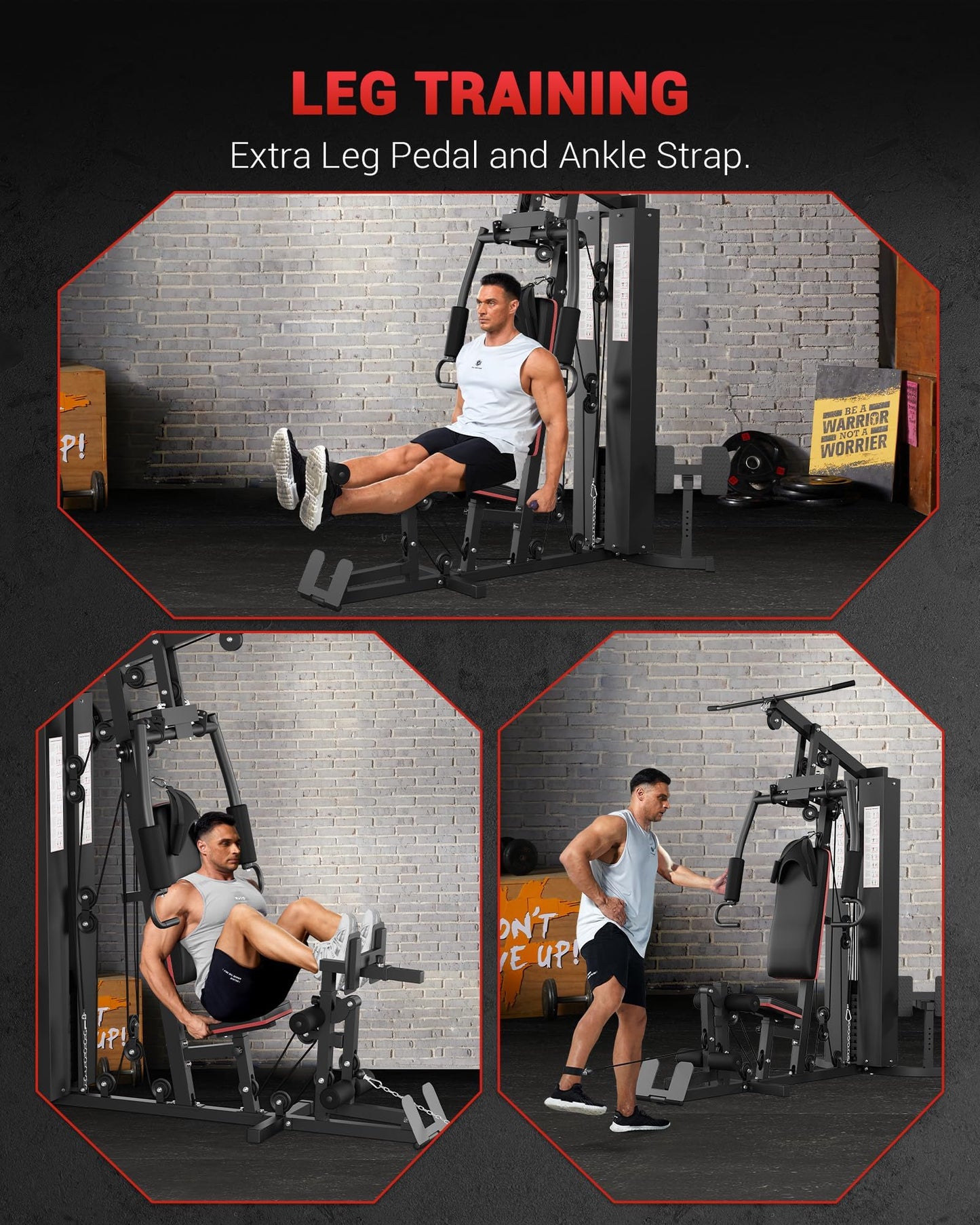 GarveeLife Home Gym Equipment Machine, Full Body Workout Machine with 150 LBS Weight Stack, Multifunctional All in One Exercise Station with Preacher Curl Pad, Leg Developer for Strength Training