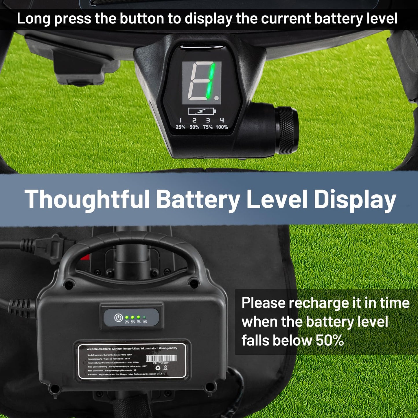 Tangkula Electric Golf Push Cart, Foldable 3 Wheels Golf Cart with Adjustable Handle & 9 Speed Settings, 18 Hole Battery, Umbrella Holder, Drink Holder, Scorecard Holder, Cooler Bag & USB Port, Black