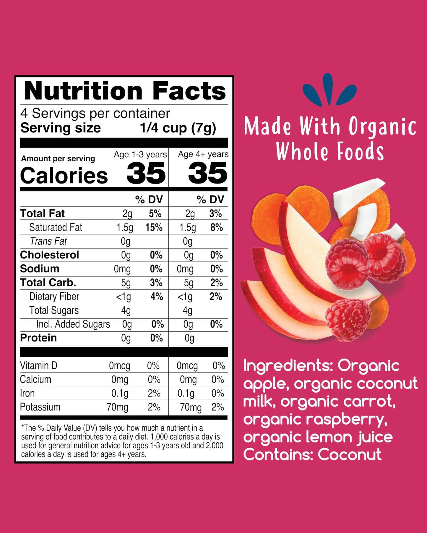 Amara Smoothie Melts - Carrot Raspberry - Baby Snacks Made With Fruits and Vegetables - Healthy Toddler Snacks For Your Kids Lunch Box - Organic Plant Based Yogurt Melts - 6 Resealable Bags