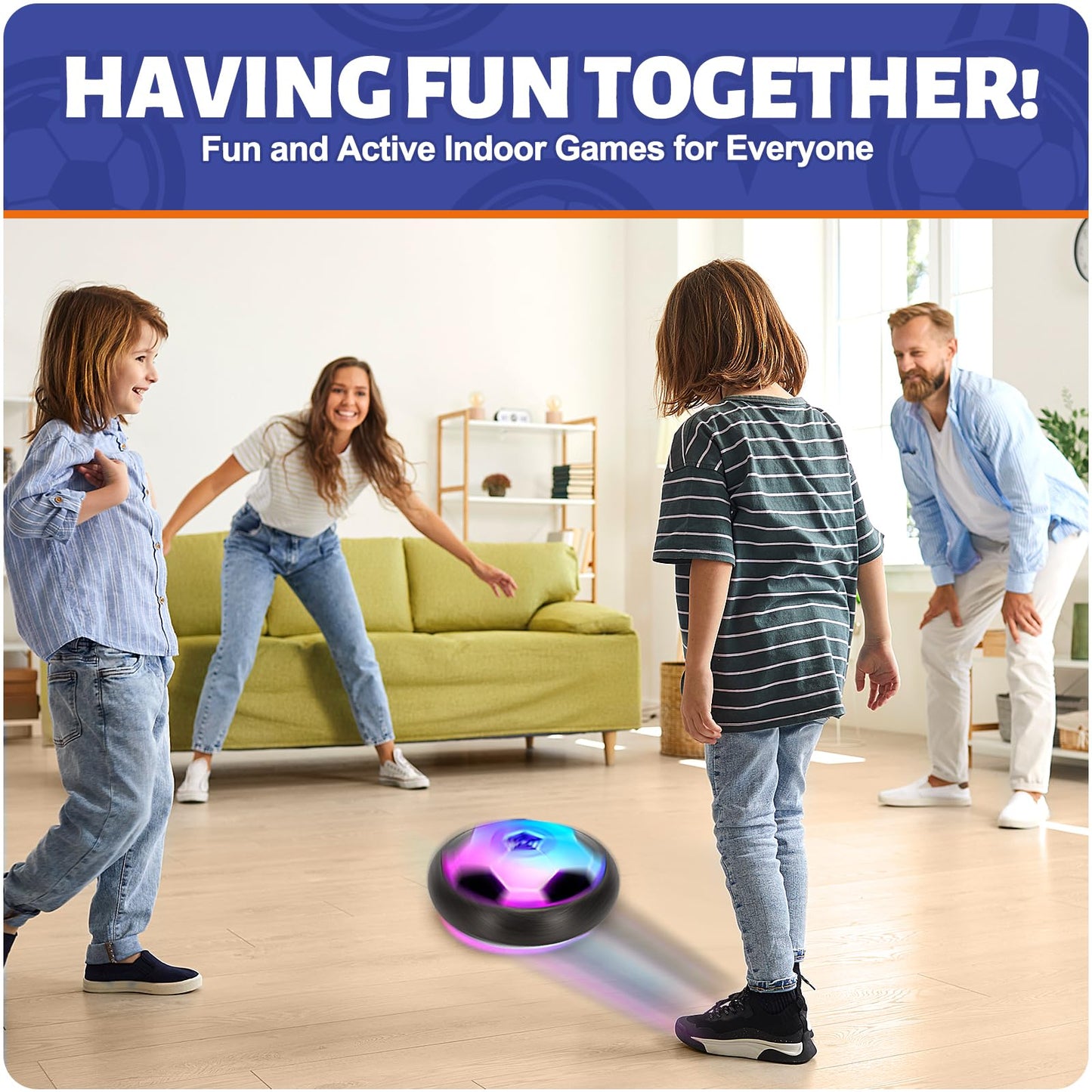 Officygnet Hover Soccer Ball for Kids, Indoor Toys Games Gifts for Boys Age 6, 7, 8, 9, 10, 11, 12 Years Old, Air Floating Light-Up Soccer Toys Games for Kids 6-8, 8-12, Ideal Easter Birthday Gifts
