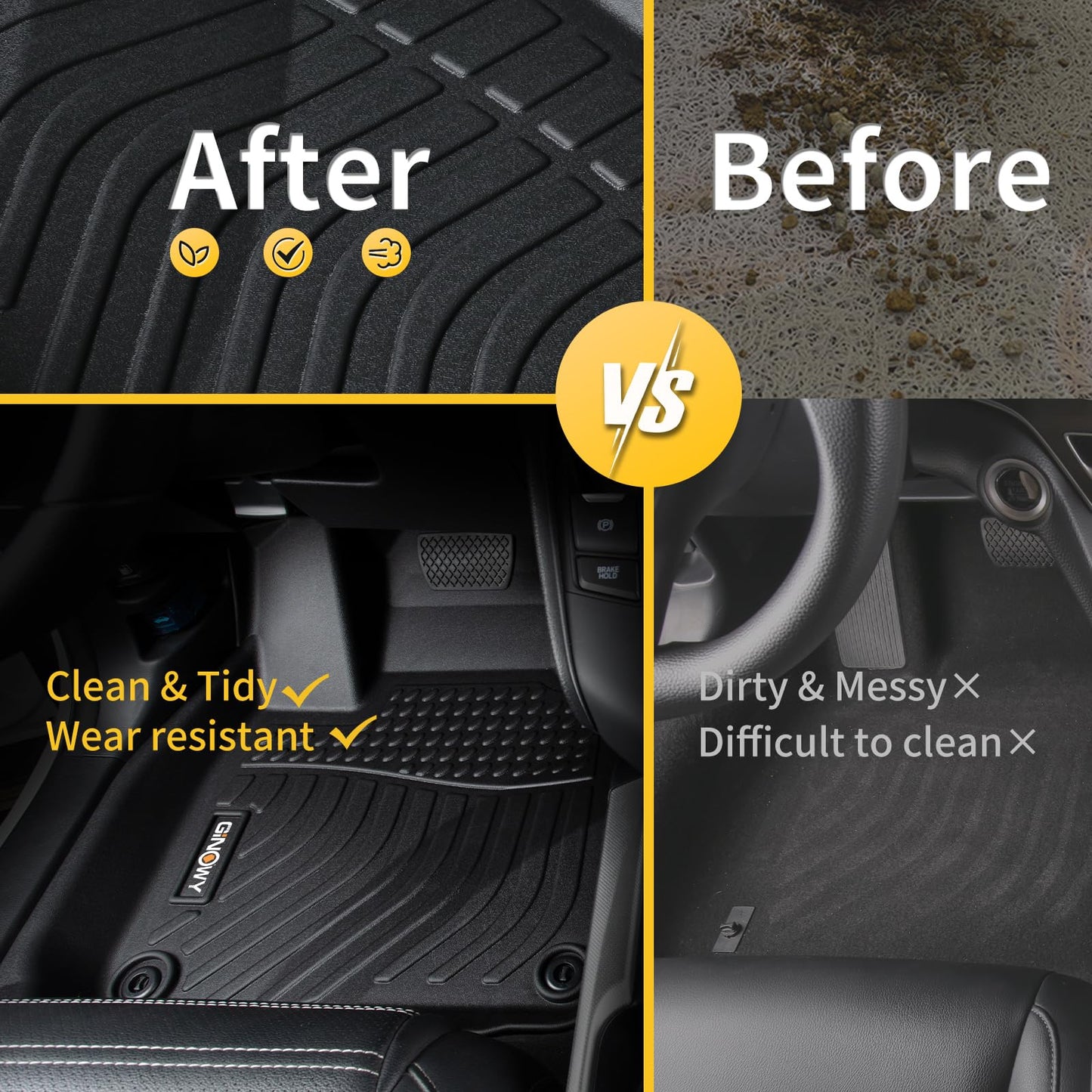 GINOWY-Floor Mats & Cargo Liner for Genesis GV70 2022-2026 (Not fit Electrified GV70), All Weather Car Floor Mats Cargo Liner TPE Rubber Trunk Mat Trunk Liner, GV70 Accessories Mats