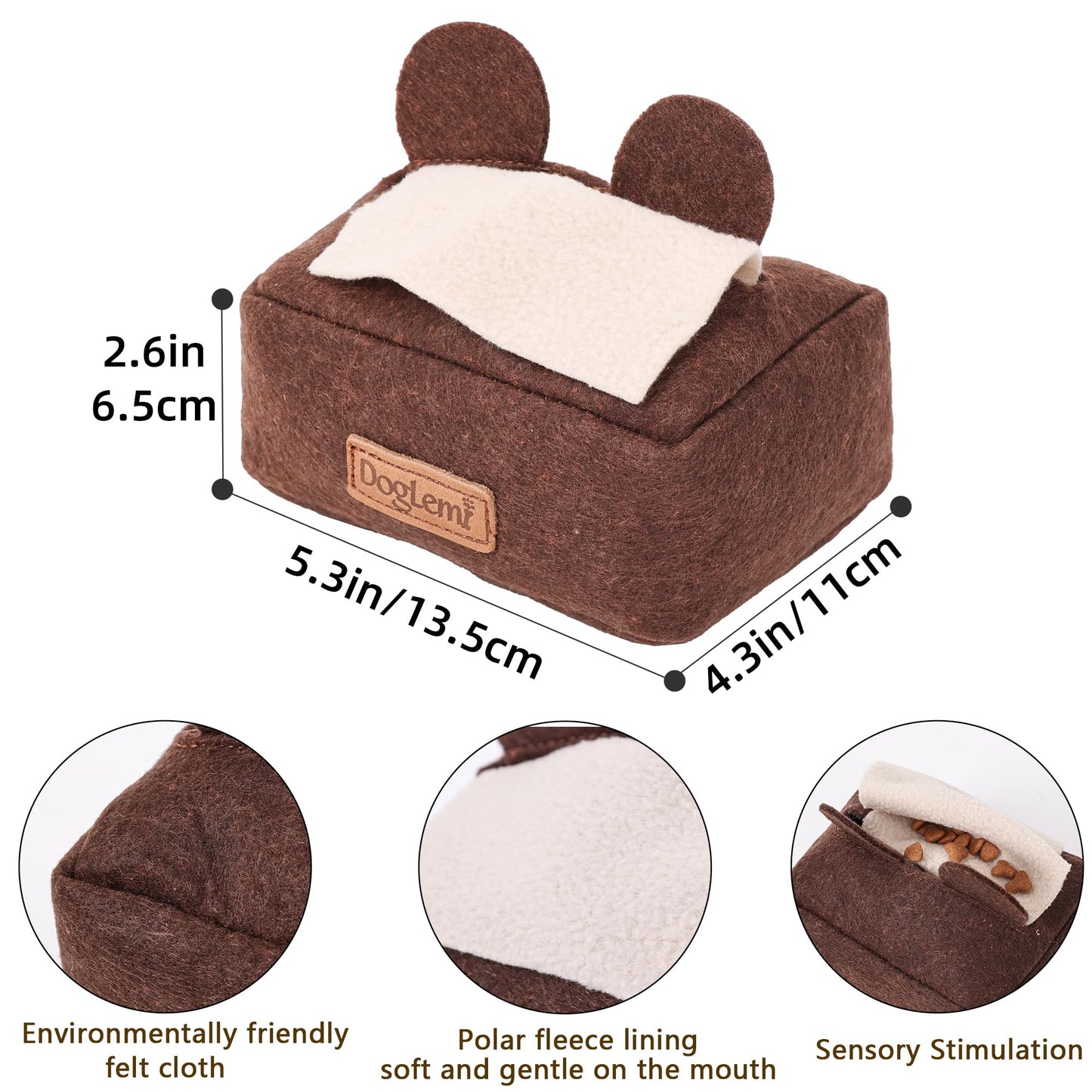 ETIAL Dog Puzzle Toys | Treat Dispensing Toys | Tissue Box Snuffle Sniffing Toys | Hide and Seek Interactive Toys for Dogs Grey