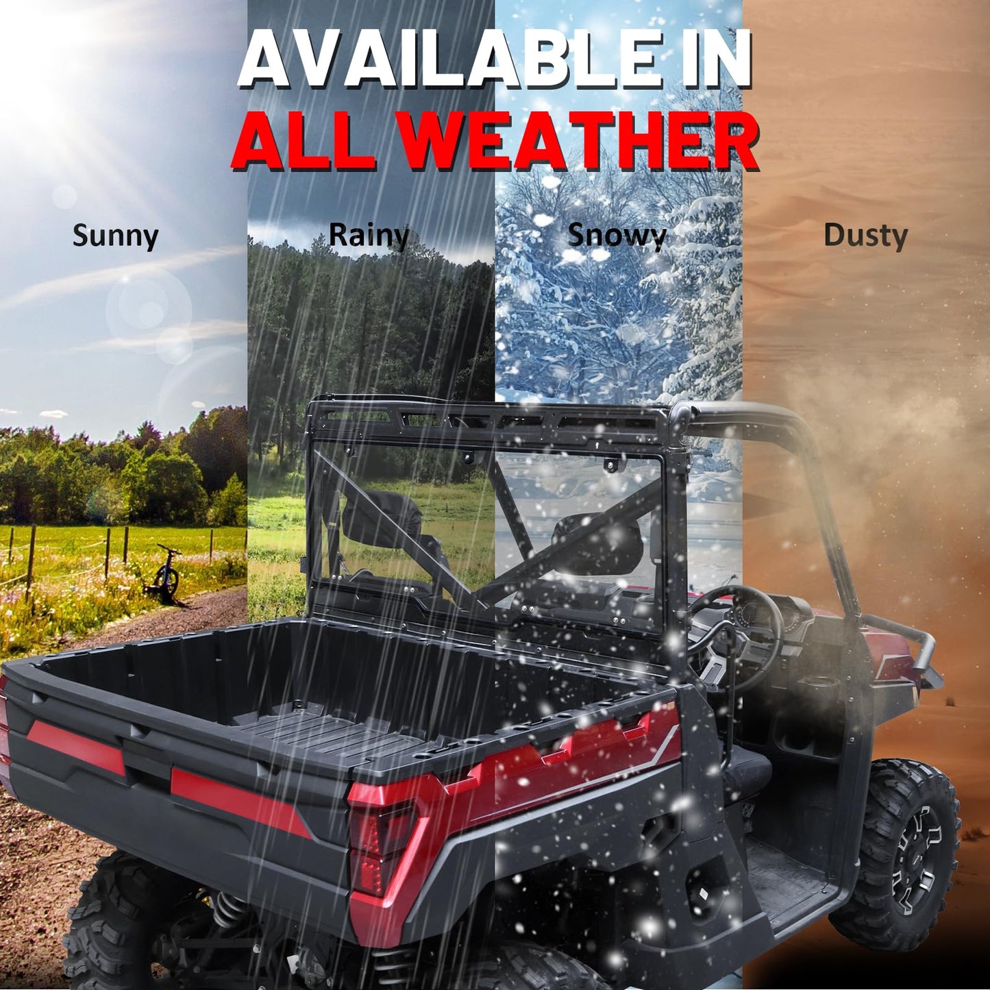 StarknightMT Ranger XP 1000 Rear Windshield, Smoke Tinted Ranger 1000 Back Window Rear Windscreen Compatible with Polaris Ranger XP 1000/Crew 2017-2026, Ranger 1000/Crew 2020-2026