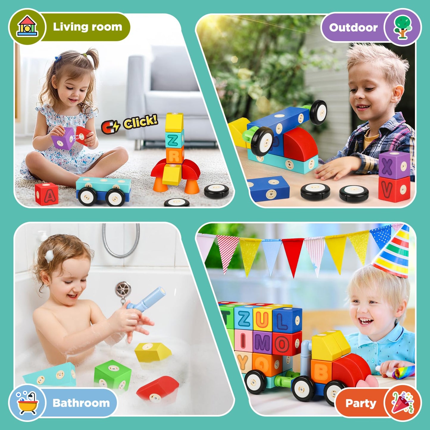 Joyfresh ABC Foam Magnetic Blocks for Toddlers, 52pcs, Building Letters Block for Kids 2 3 4 5 Years Old, Alphabet Blocks Toys Gifts for Boys Girls