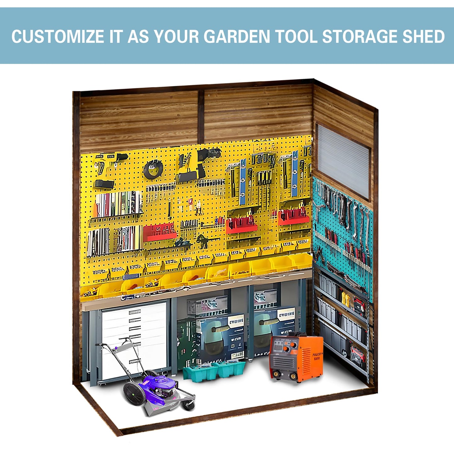 EUHOME 3x5FT Wood Outdoor Storage Shed with Lockable Double Doors & Ventilation Windows for Garden, Lawn, Patio