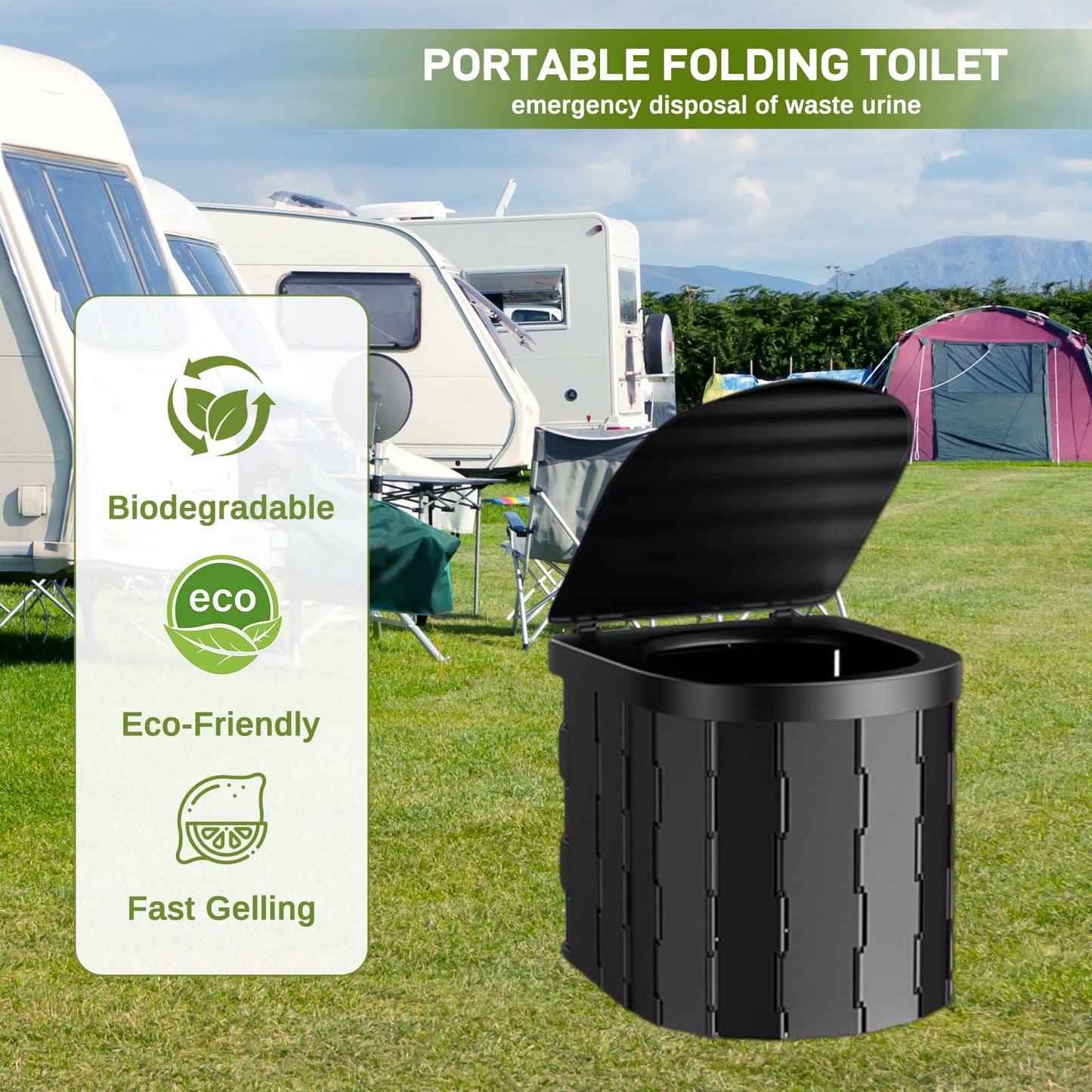 Portable Camping Shower, Pop Up Privacy Tent Kit with LED Light and Foldable Toilet, 6000mAh LCD Screen Shower Pump, 5.3 Gallons Bucket, Outdoor Shower for Hiking, Travel, Car