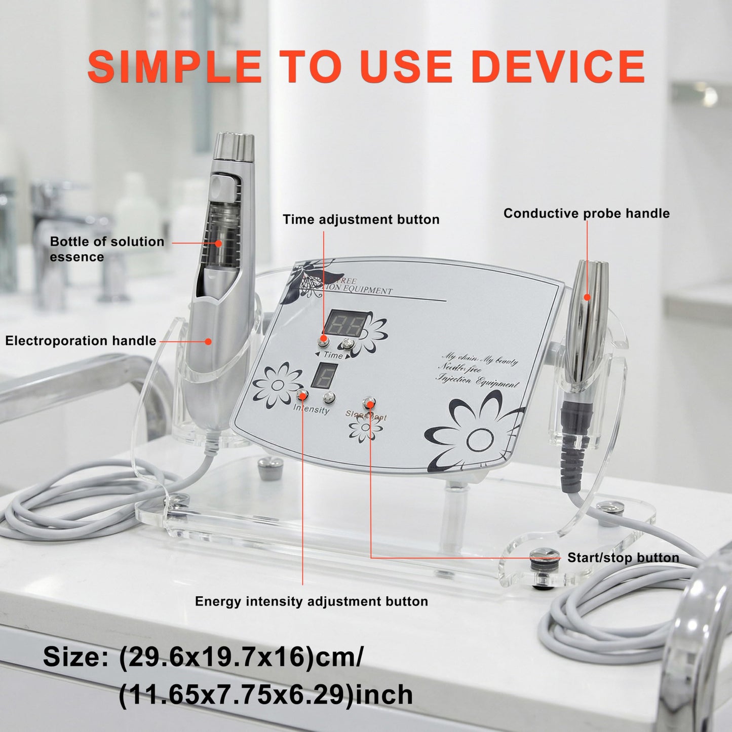Elitzia ETF49E Needle-Free Electroporation Facial Device Mesoporation Ion-Importing Facial Beauty Machine - Wrinkle Removal Skin Whitening & Moisturizing