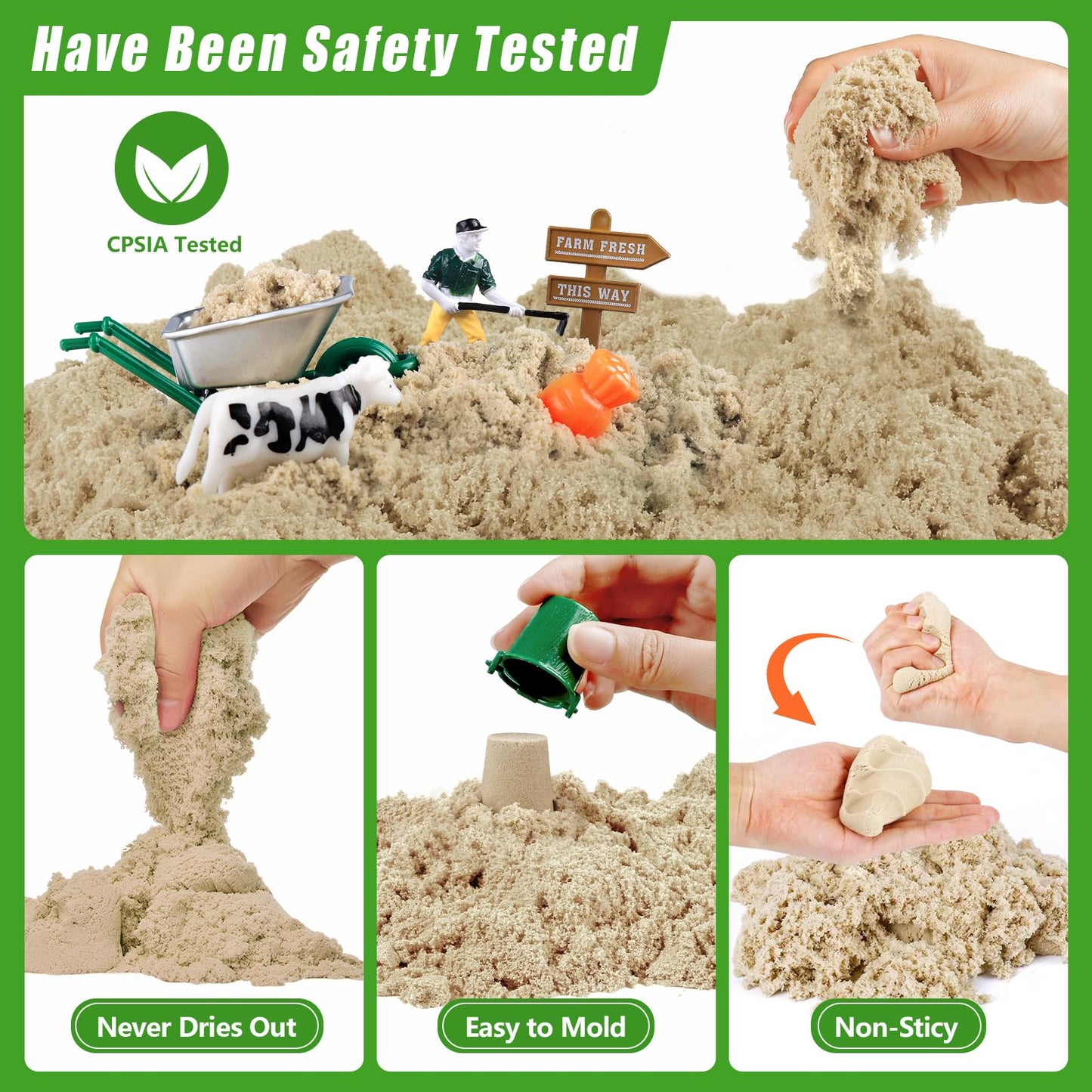 Aliex Farm Sensory Bin, Farm Sensory Kits Toy with 2.2lbs Play Sand, 31pcs Animals Trucks Creativity Magic Sand Box with Lid, Christmas Birthday Gift for Boys Kids Toddlers Ages 3 4 5 6 7 8