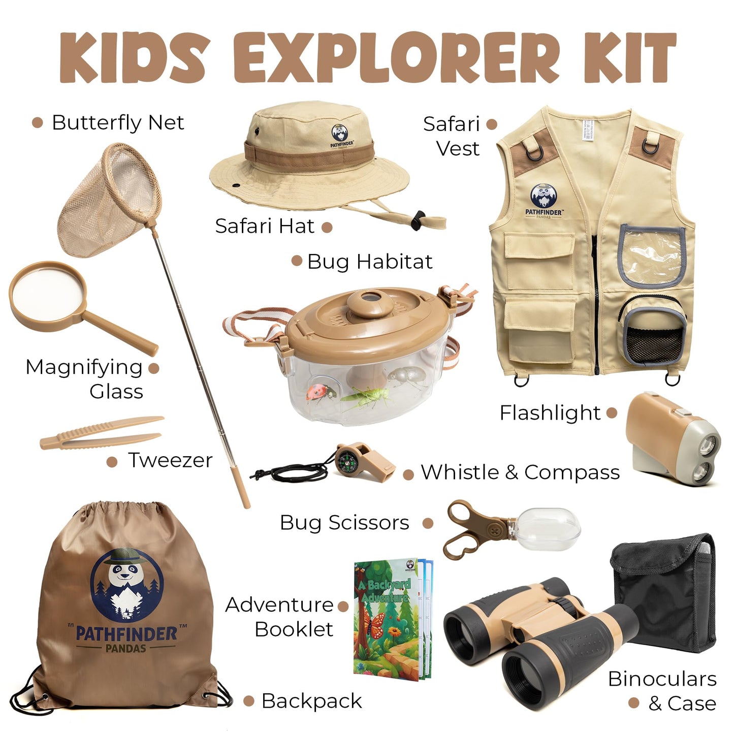 Kids Explorer Kit with Safari Vest, Hat & More - Kids Bug Catching Kit with Adventure Guide & Scavenger Hunt - Cute Dress-Up Zookeeper Costume & Safari Costume for 3-7 Year Old Boys Girls