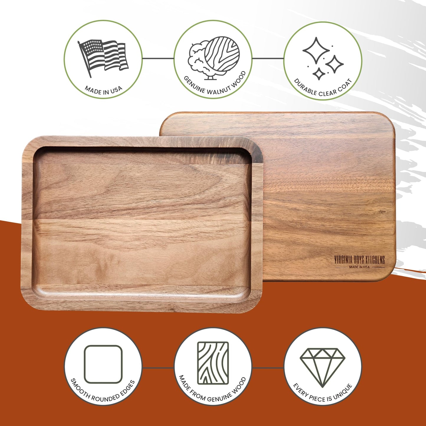 Large Walnut + Valet Tray 2 Pack