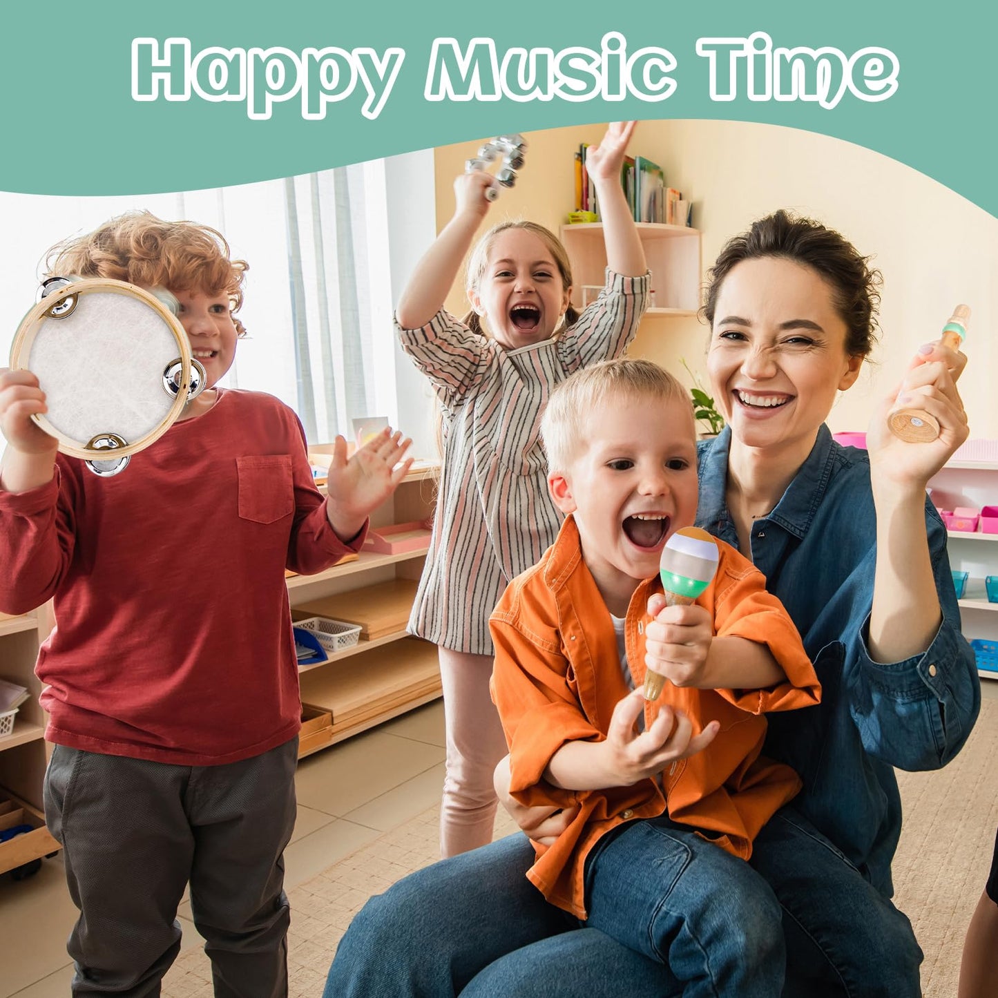 Raimy Kids Musical Instruments Set - Neutral Colors Wooden Montessori Toys Percussion Music Modern Boho Xylophone Birthday Gifts for 1 2 3 Year Old Baby Toddlers Boys Girls 3+ with Storage Bag