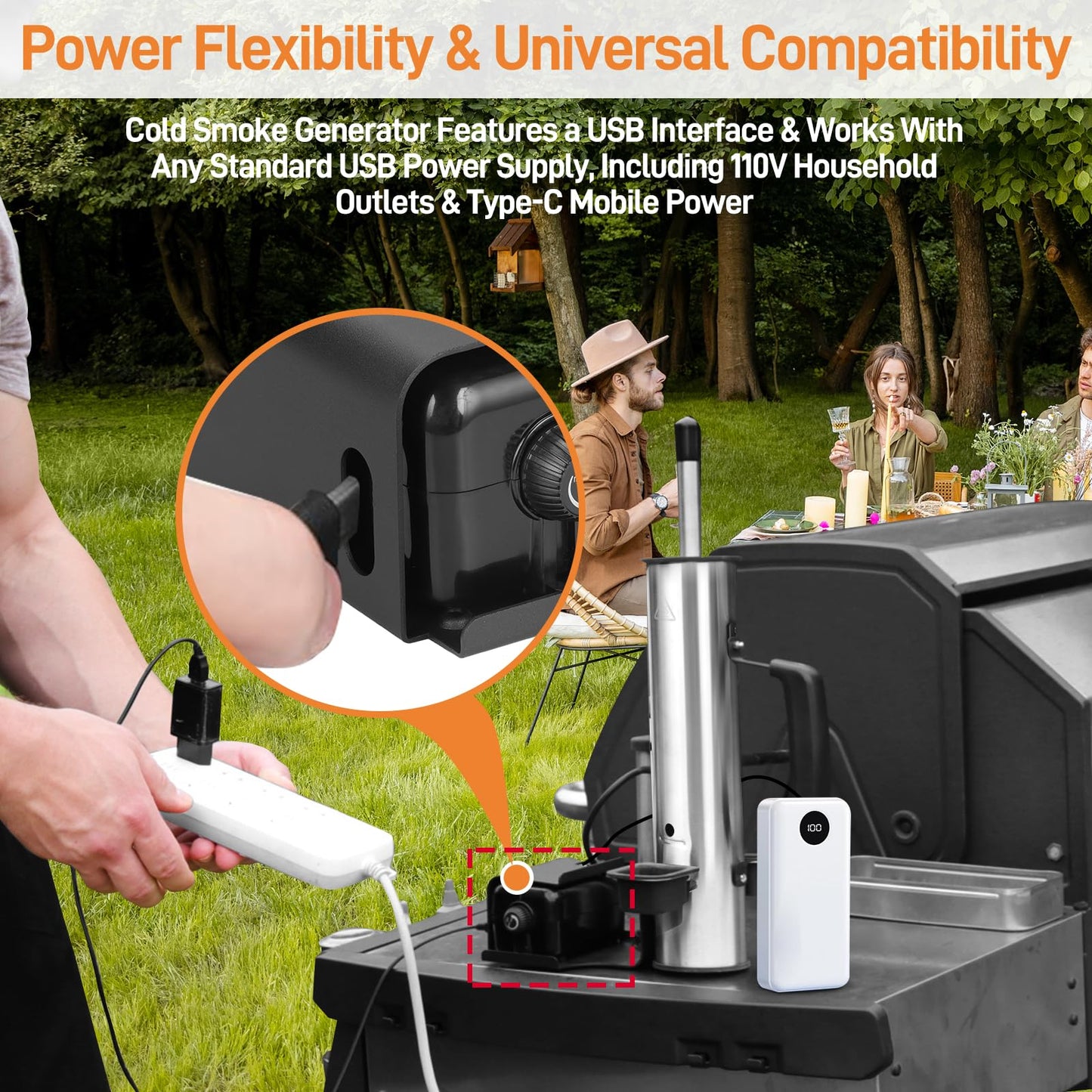 2026 Portable Electric Smoke Generator, Adjustable Smoke Control & Fits 99% Pellet Smokers & Grills, Cold/Hot Smoking Modes for Meats, Salmon & Cheeses – Great Gift Idea for Smoke Lovers