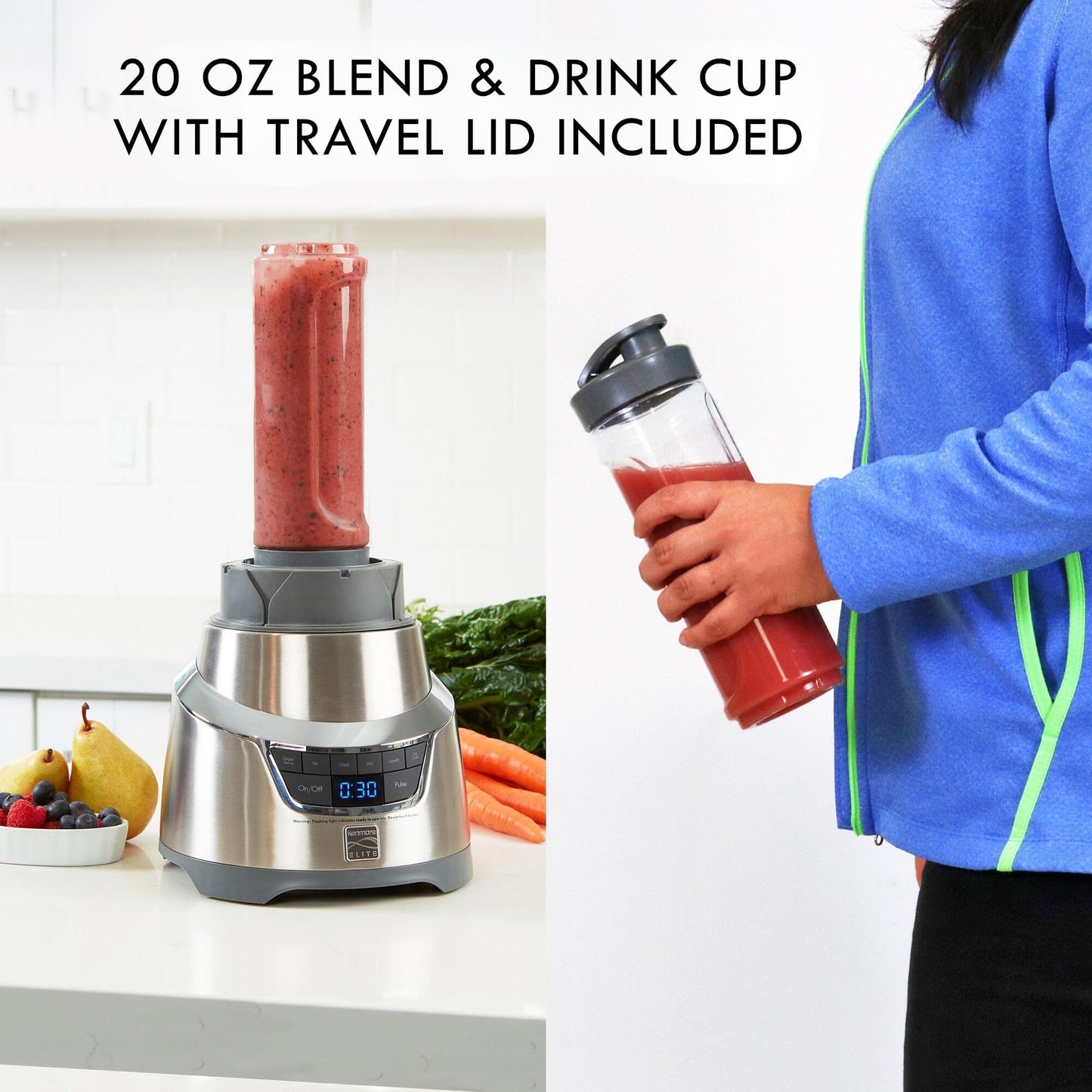 Kenmore Elite Countertop Blender – Electric Mixer for Smoothies, Ice Crush & Pulse Function, Heavy Duty Pitcher, Kitchen Appliance, Dishwasher-Safe Jar