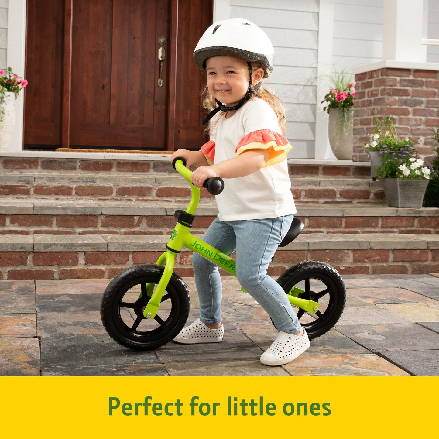TOMY John Deere Toddler Balance Bike – 10" Girls' and Boys' Bike — Sturdy and Lightweight Kid's Bike - Toddler Bike with Adjustable Handle Bars and Seat - Green - Ages 2 Years and Up