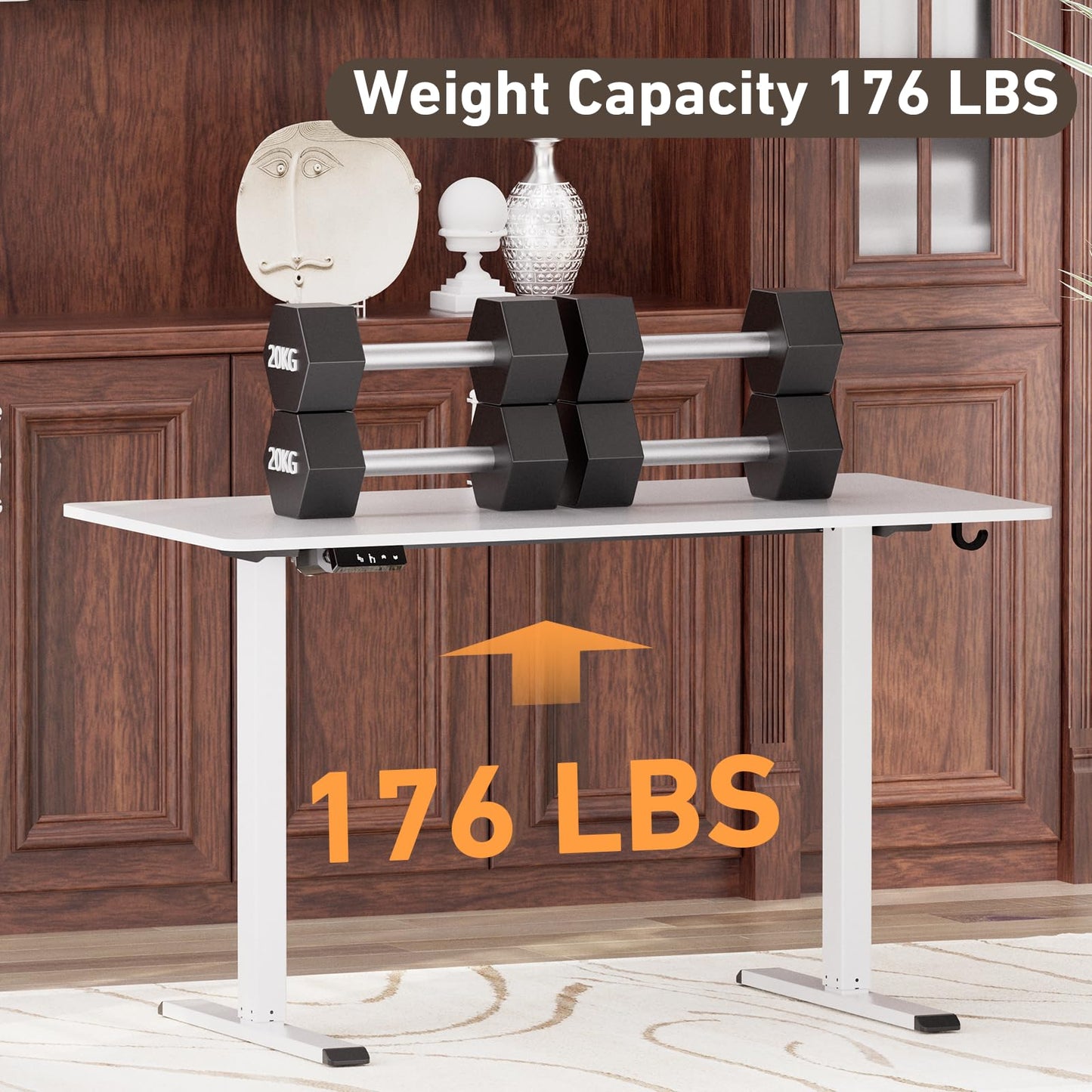 Ywin Electric Height Adjustable Standing Desk with Wheels, 63 x 24 inches Ergonomic Stand Up Desk for Home Office