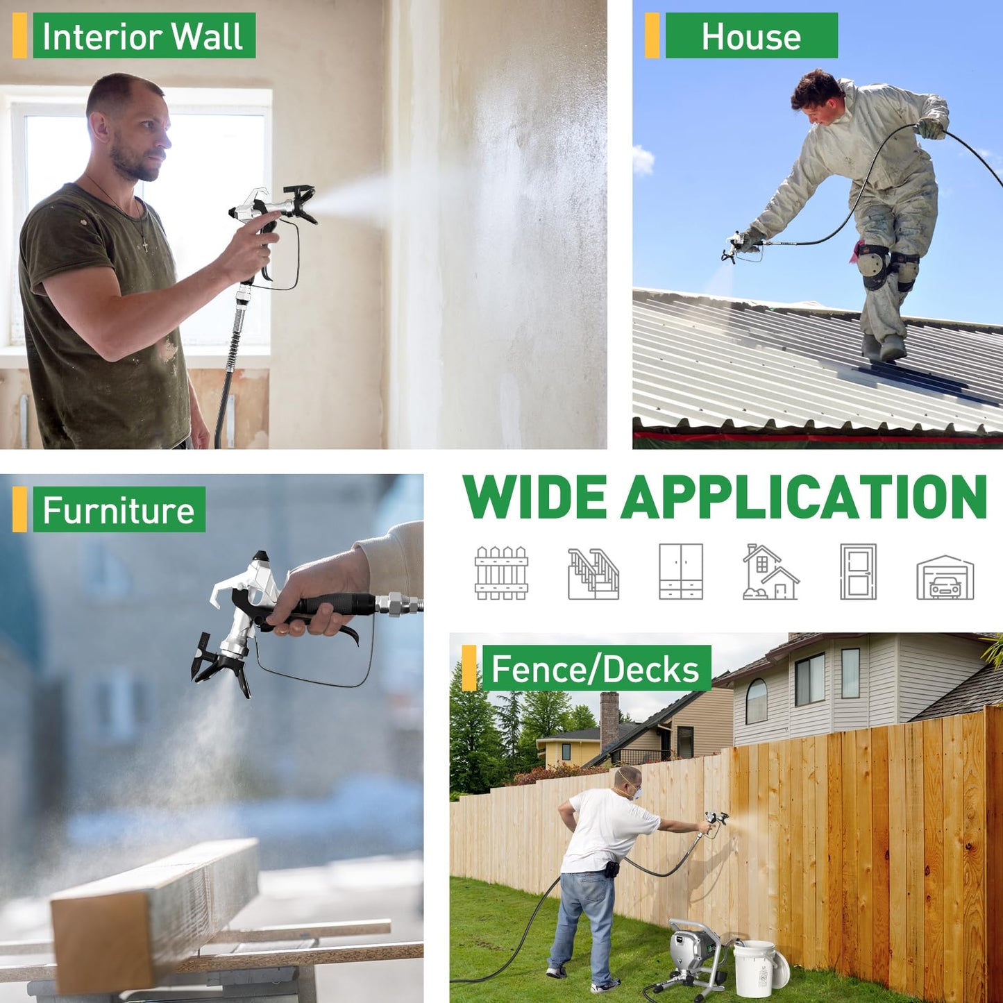Airless Paint Sprayer, High-Pressure Electric Paint Spray Gun with Extension Rod, Thinning-Free Professional Painting Tool for Interior/Exterior Walls, Fences, Ceilings, Cabinets (Mecha Style)