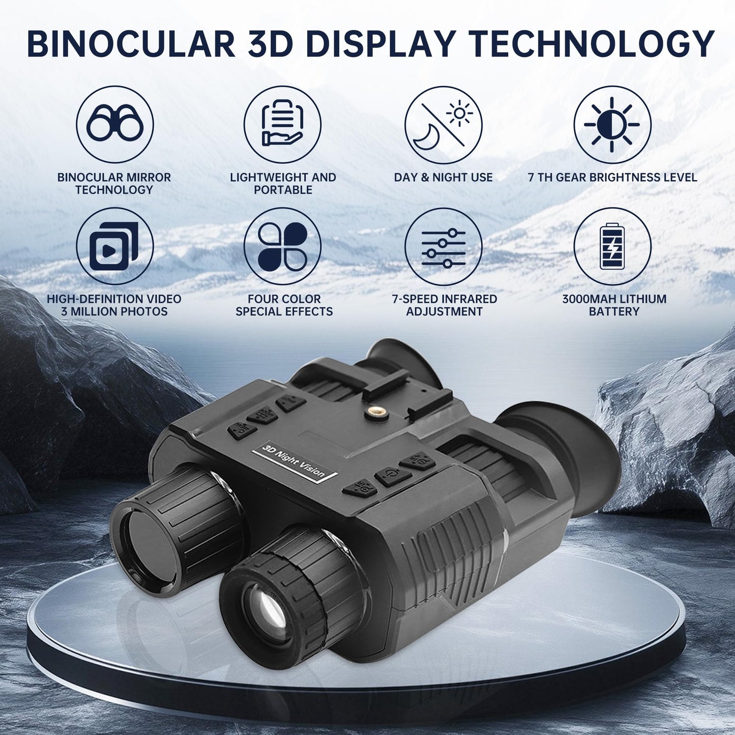 Night Vision Goggles，Qpingan 4K HD Infrared Tactical Night Vision Binoculars for Adults with Head Mounted Dual 1.4" Screen 8X Digital Zoom 3000mAh Battery 32G Card for Hunting Essentials Camping Gear