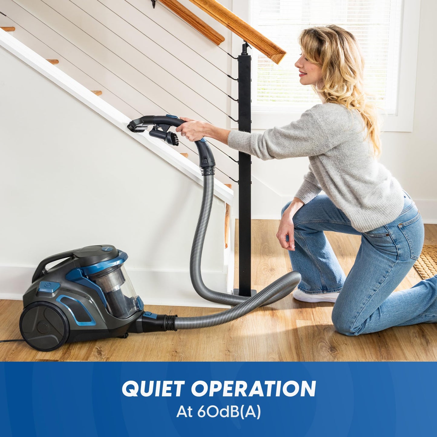 Vacmaster CC0501 Ultra Silent Bagless Canister Vacuum Powerful Cleaner with HEPA Filtration, One-Touch Release Dust Cup, Built-in Dust Tool & Retractable Cord for Low-Pile Carpet and Hard Floor