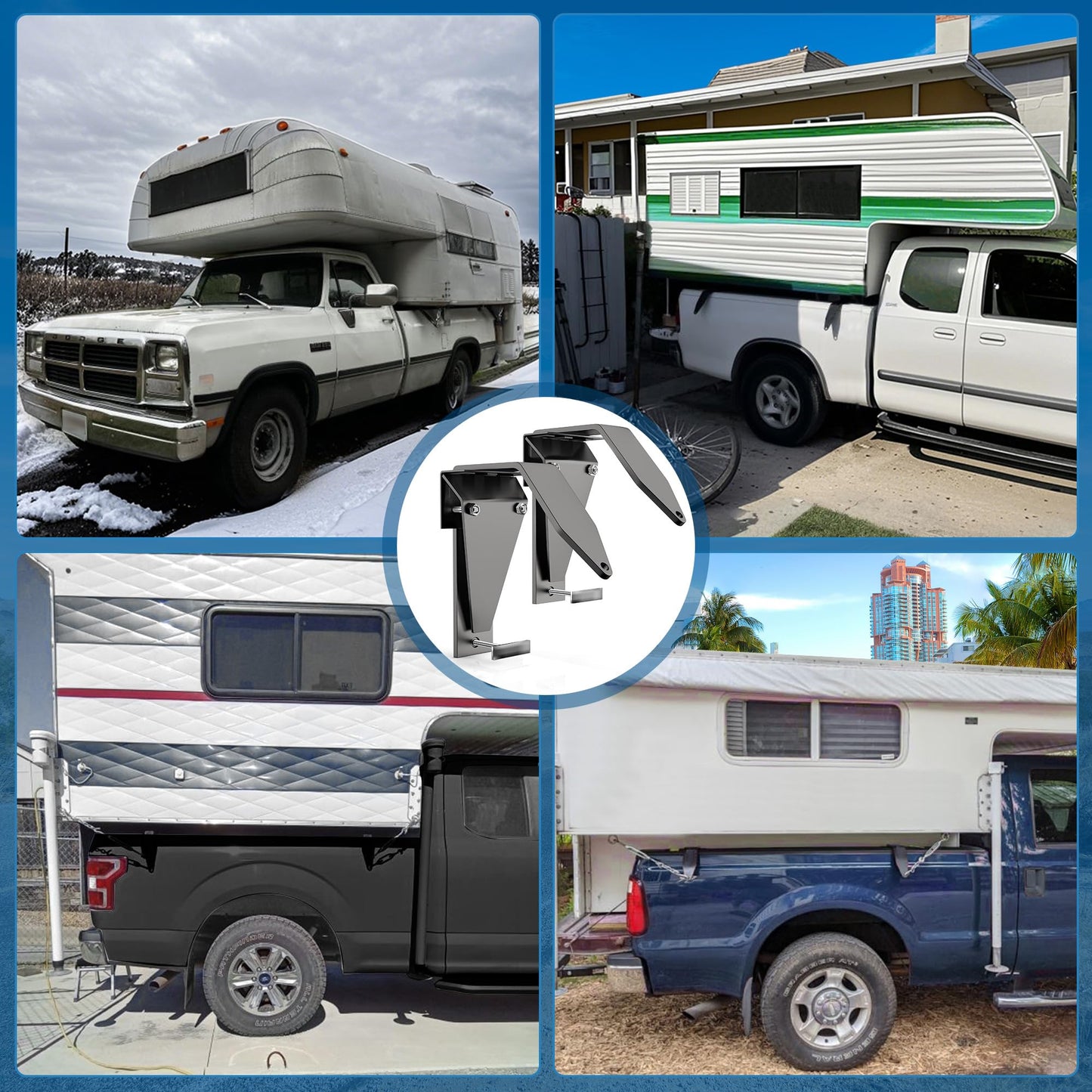 AIYOTAR Truck Camper Tie Downs, Slide in Camper Tie Downs for Pickup Truck, Pickup Camper Tie Down Fits for Most Full Size Non Dual Pickup Trucks, Made of Heavy Duty Steel, 4 Pack