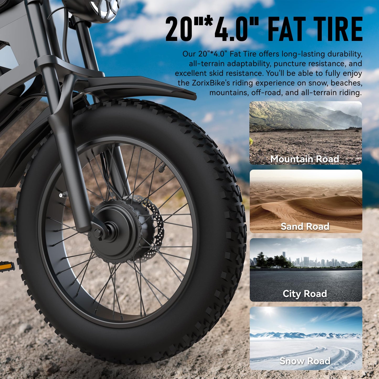 ZorixBike Electric Bike for Adults,48V 20AH - Peak Power 1500/3000W Brushless Motor Electric Bicycle - Max Speed 31-35MPH - Max 80 Miles Range - 20" x 4.0" Fat Tire Dirt EBike,R8 Pro-3000W