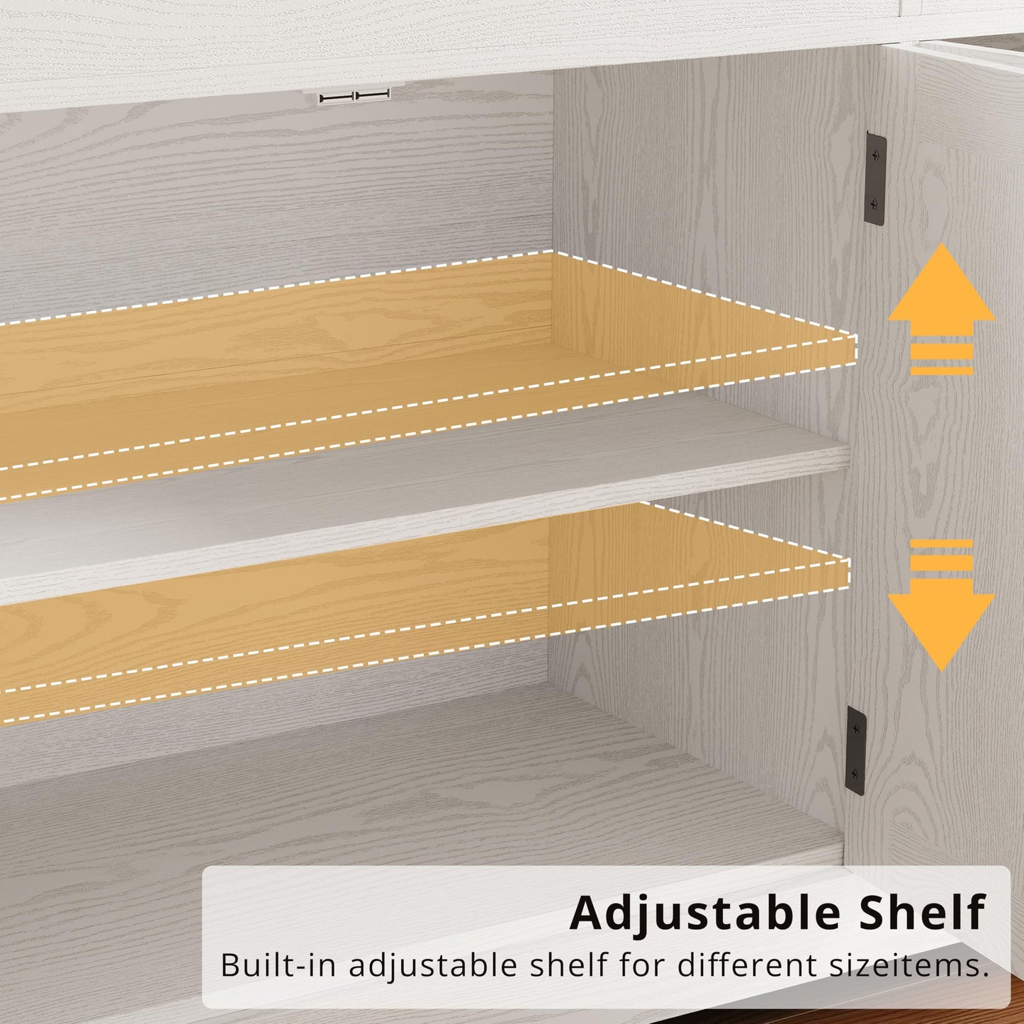 IRONCK Buffet Cabinet with Storage, Sideboard Storage Cabinet, Kitchen Cabinet with Drawers and Doors, Natural Wood