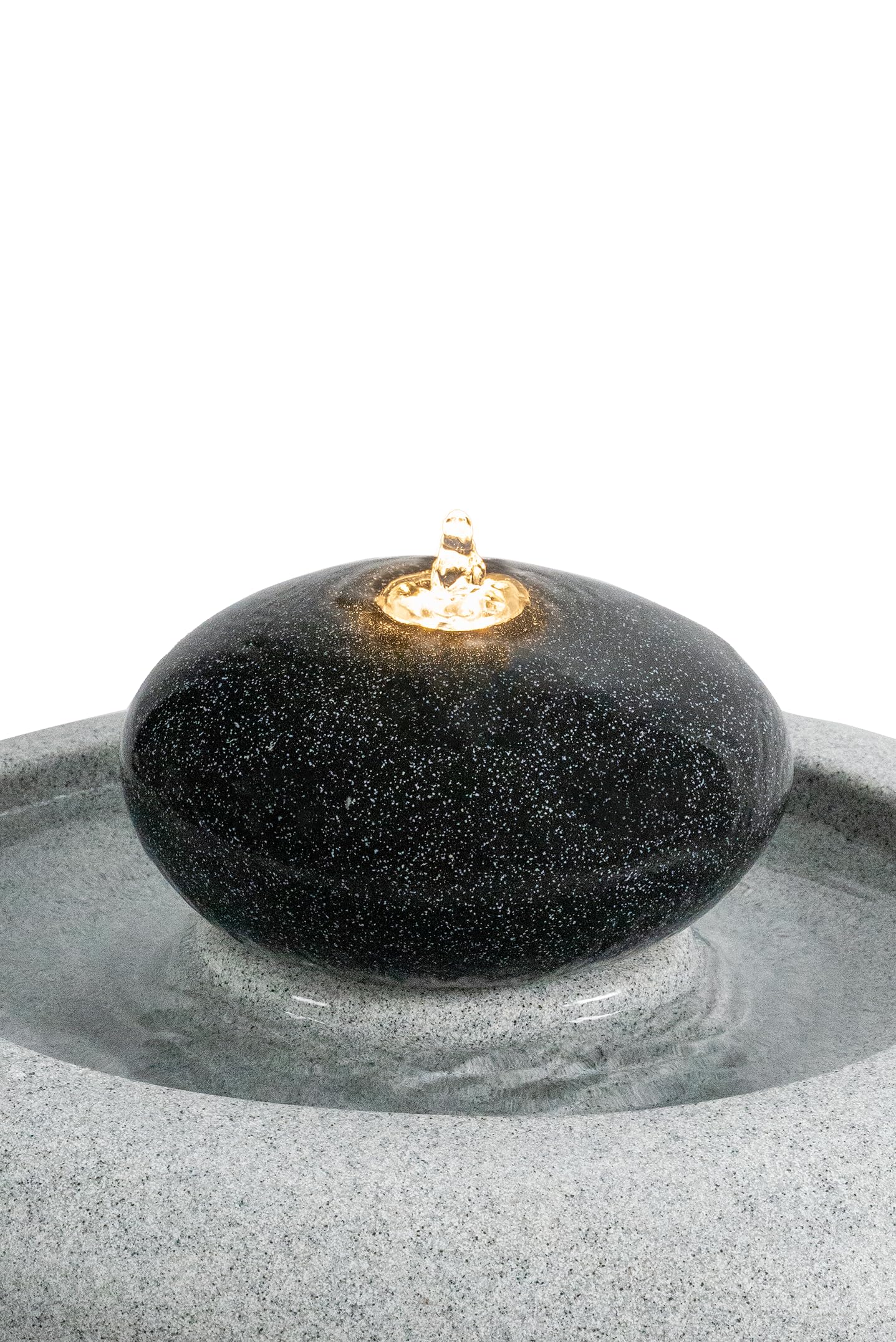 Puulye 24.02" H Outdoor Water Fountain Made with Eco-Friendly Recyclable Materials, Polyethylene Rock Waterfall Outdoor Fountain, Garden Decor with LED Light & Pump for Patio, Backyard
