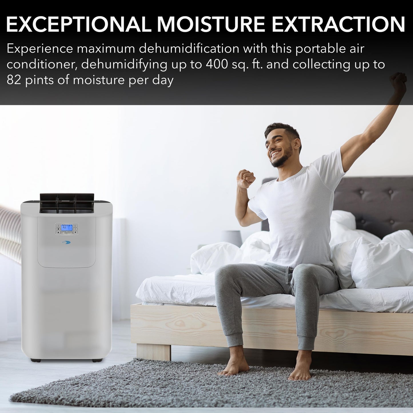 Whynter Portable Air Conditioner 12,000 BTU with Dual Hose Dehumidifier & Cooling Fan for 400 Sq Ft Rooms, Includes AC Unit Window Kit Elite ARC-122DS (7,000 SACC), Silver