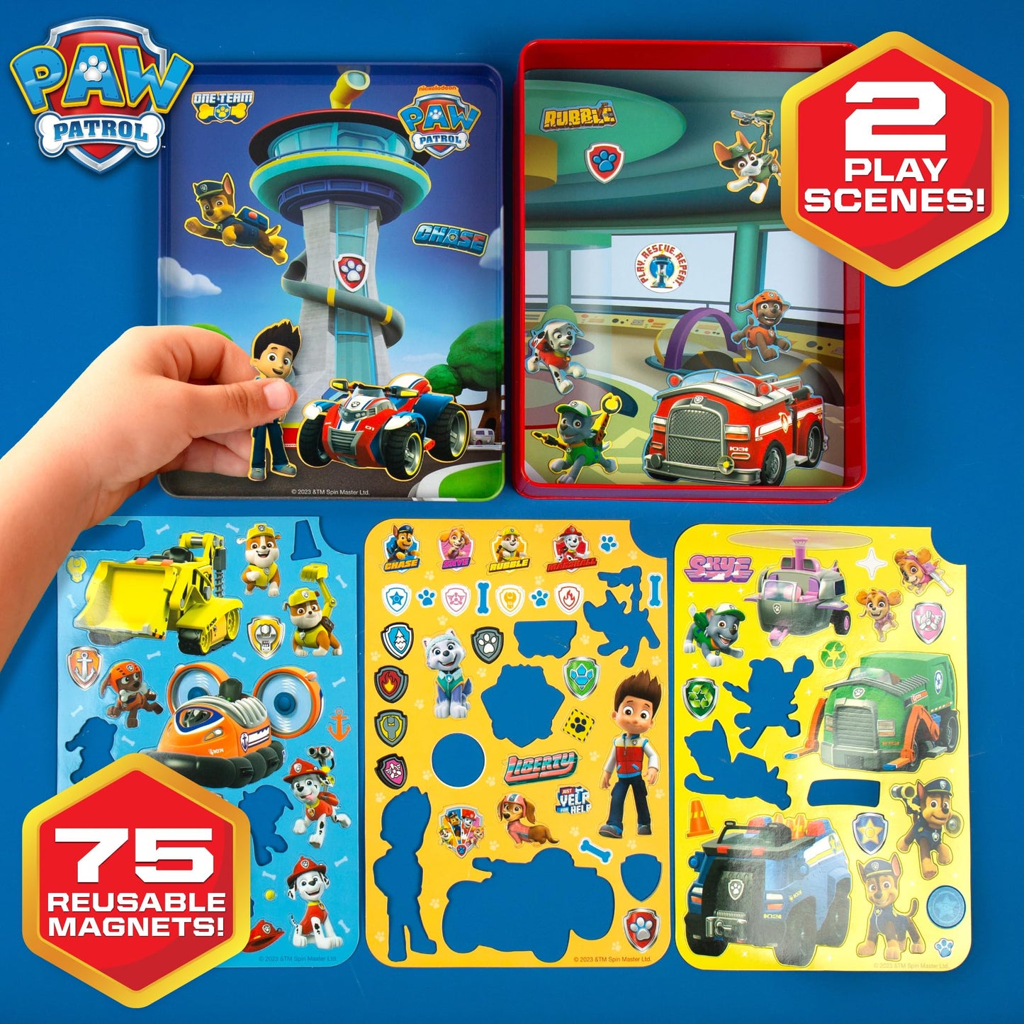 Paw Patrol Magnetic Playset, 75 Mix & Match Dress Up Magnets, 2-in-1 Storage Tin & Play Space, Fun Paw Patrol Toy for Kids 3 & Up, Great Travel Activity for Kids and Toddlers, Paw Patrol Activities