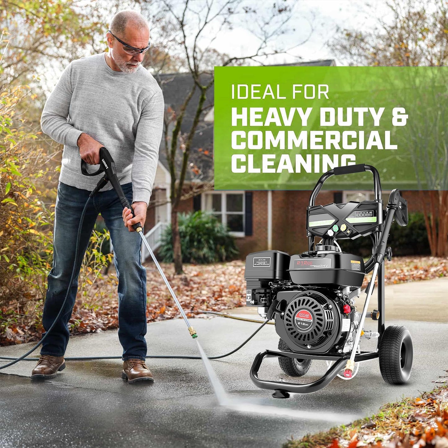 Commercial 4200PSI 4GPM 212CC Gas Pressure Washer, 7.0 HP Professional Gas Power Washer with 5 Nozzles 25FT Hose Foam Bottle for Car Fence Driveway Yard (EPA/CARB/ETL Compliant), Black