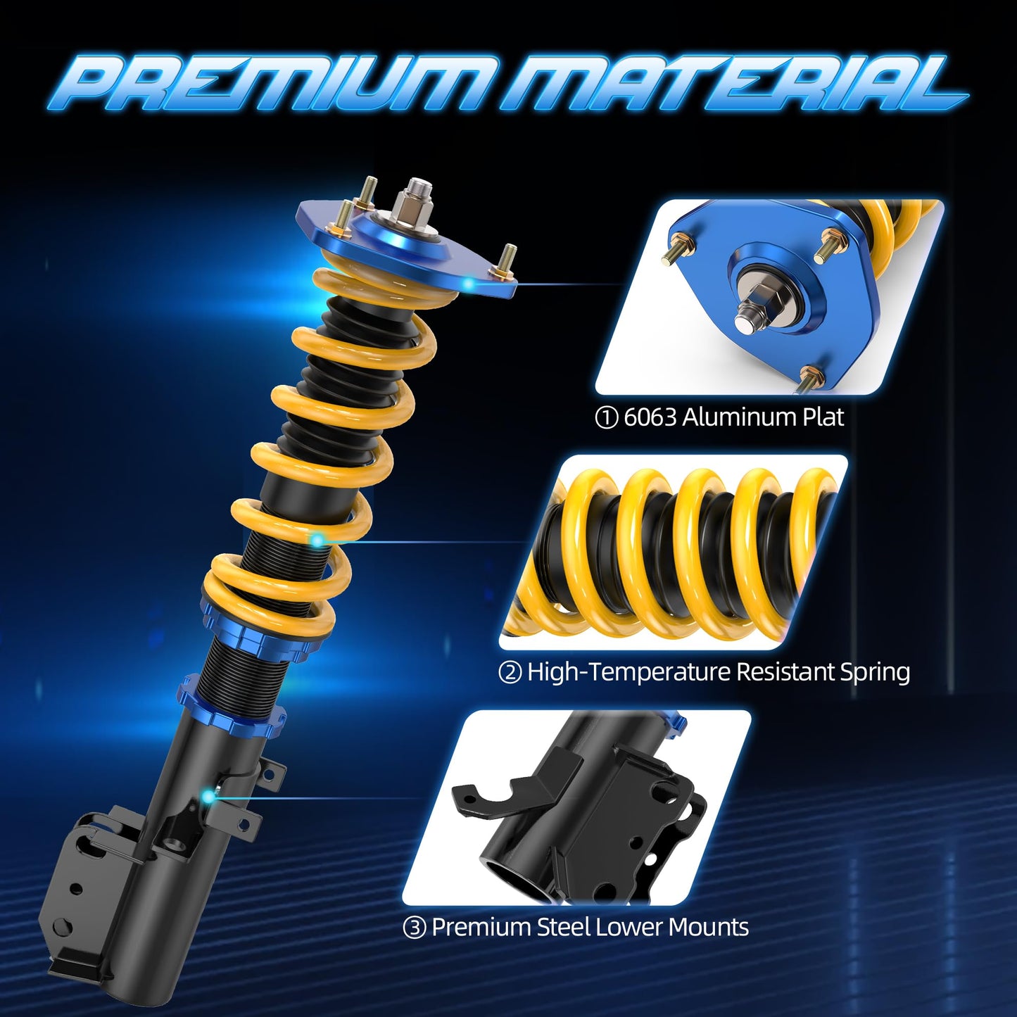 AUTOSTARSHIP Height Adjustable Coilover Lowering Kit Compatible for Toyota Corolla E90 E100 E110 AE92 AE101 AE111 1988-1999 Suspension Coil Spring Strut Shocks (4pcs)